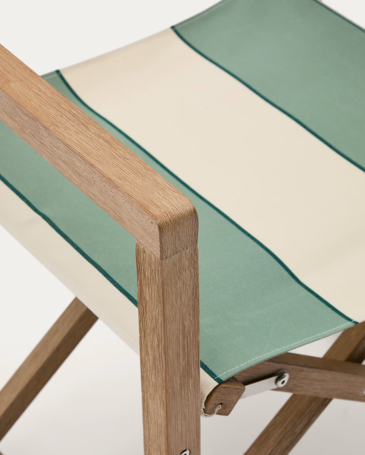 Eternal folding chair Vilara green and beige with acacia base [Julia] [Amelia SPR]