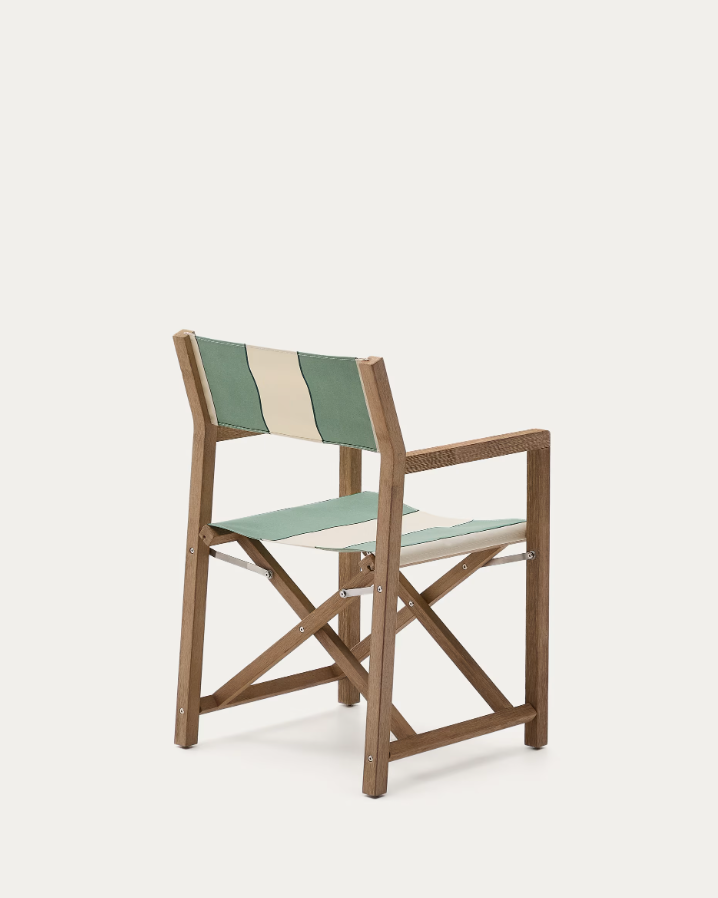 Eternal folding chair Vilara green and beige with acacia base [Julia] [Amelia SPR]