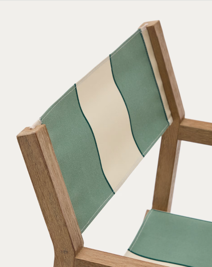 Eternal folding chair Vilara green and beige with acacia base [Julia] [Amelia SPR]