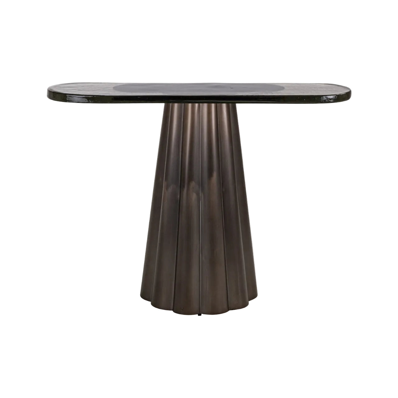 Konsolentisch BARWICK mit Glasplatte und braunem Gestell