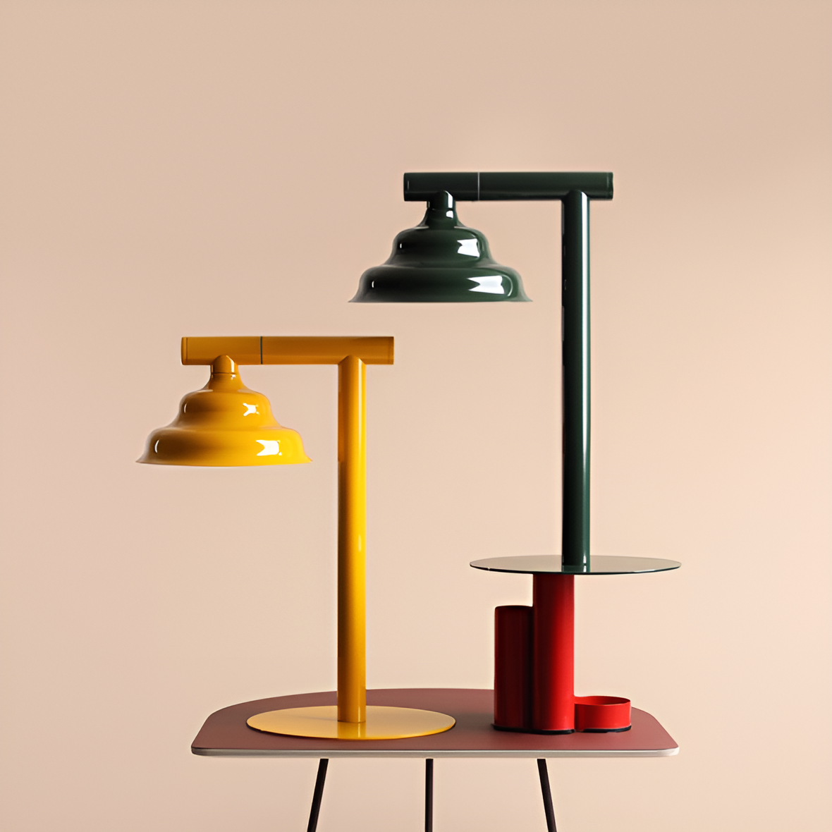 Yellow wave desk lamp