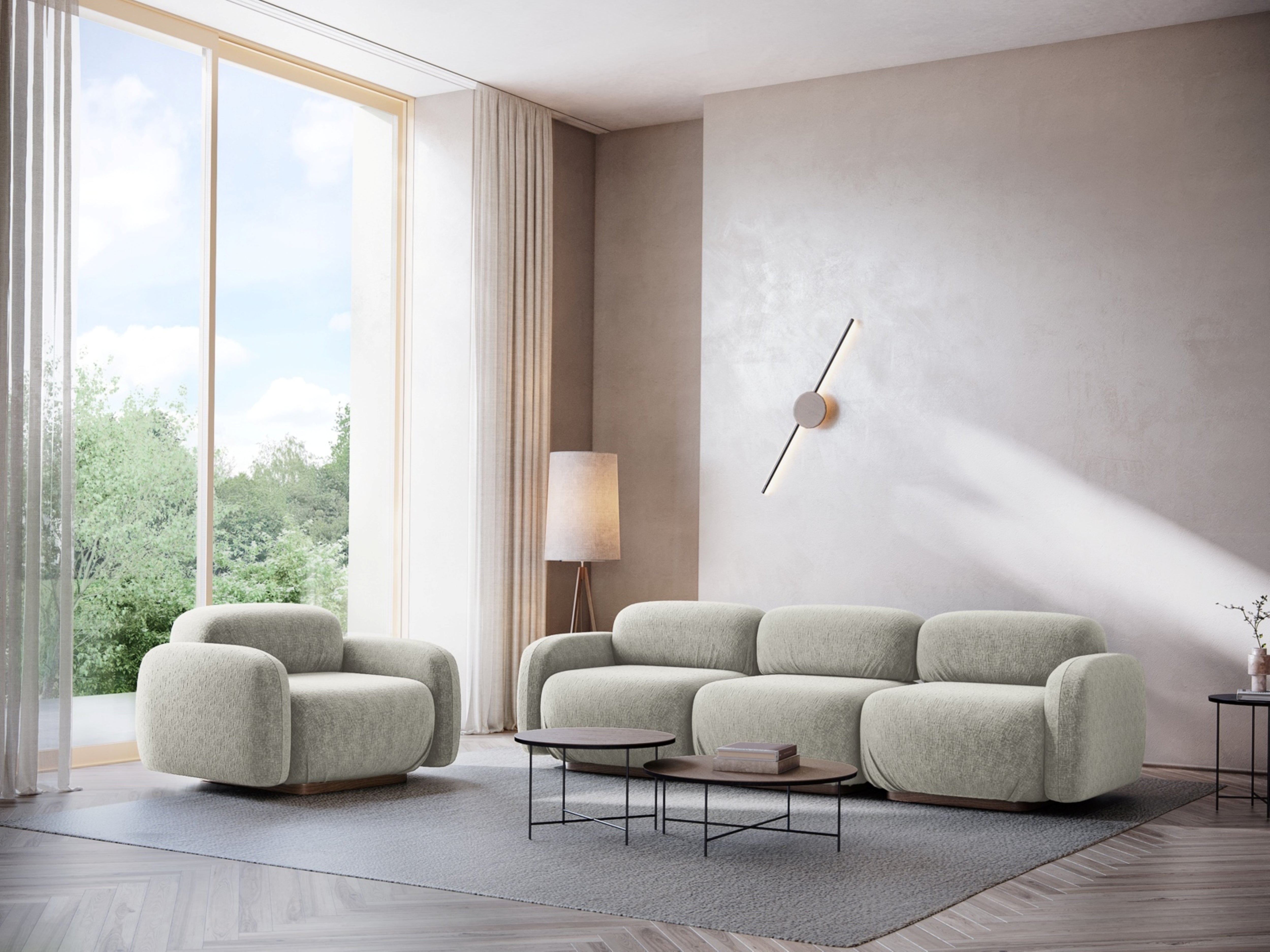 Modulares 3-Sitzer Sofa AILANI hellbeige Boucle