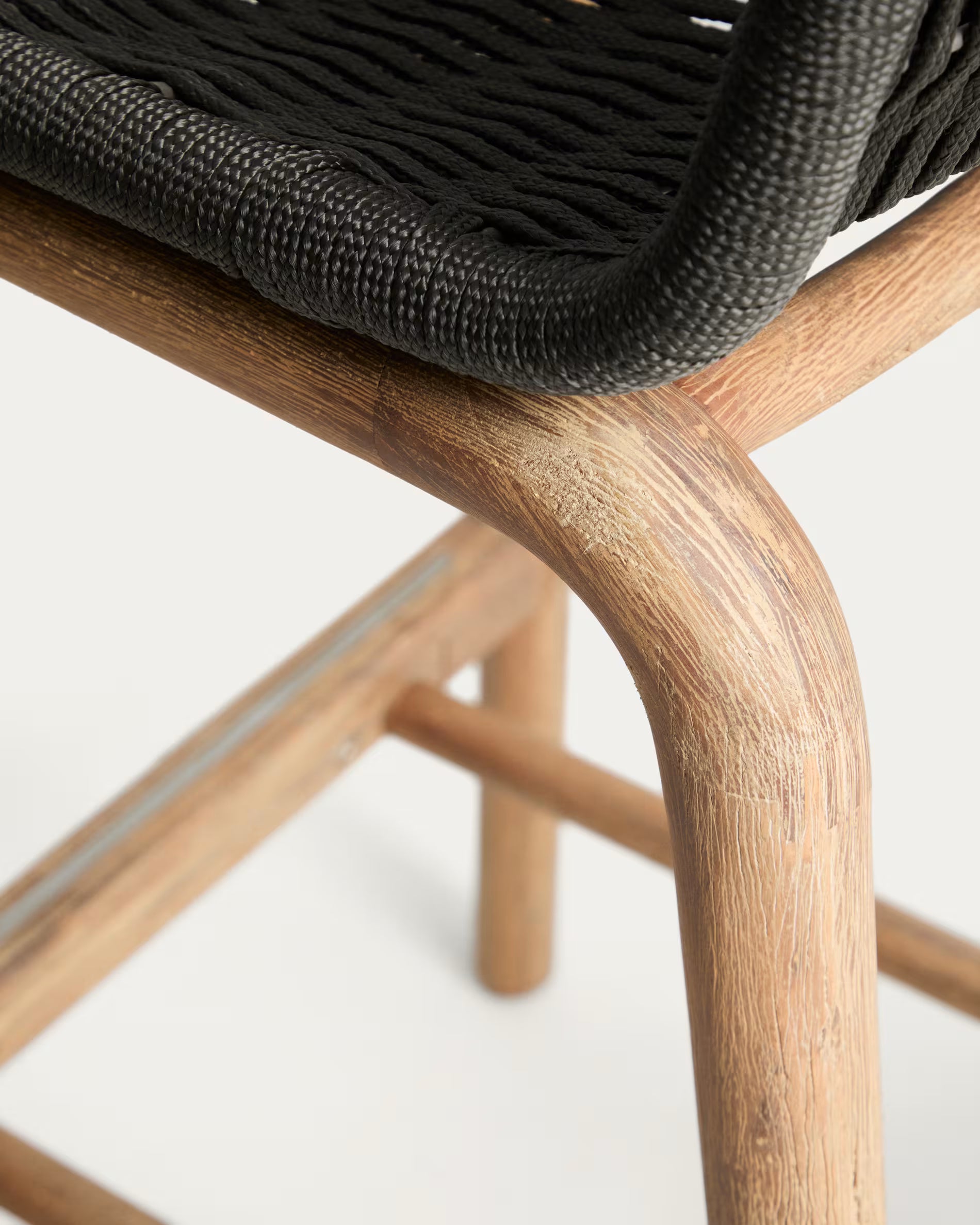 ALIPA Dark Gray Outdoor Bar Chair with Acacia Wood