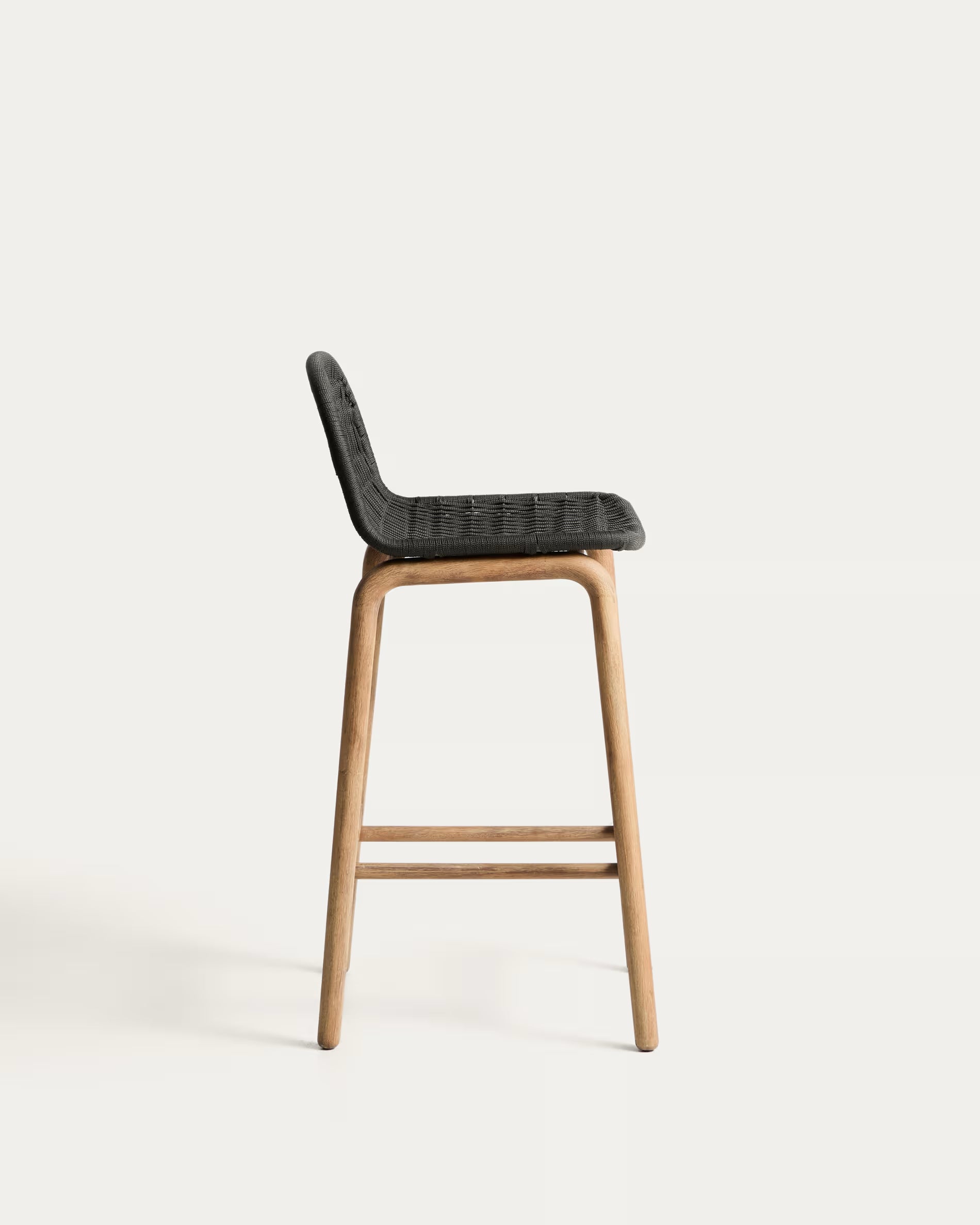 ALIPA Dark Gray Outdoor Bar Chair with Acacia Wood