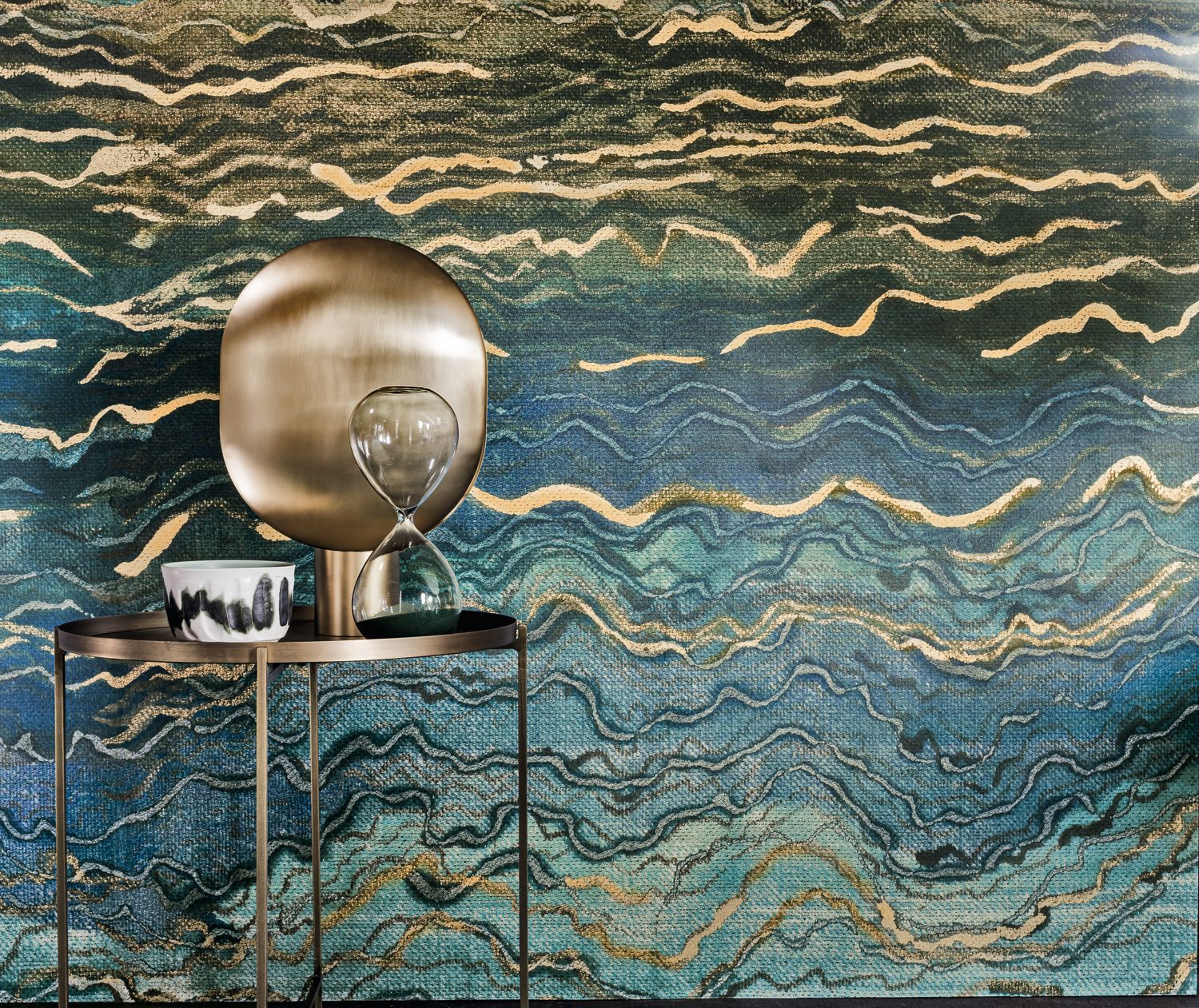 Metallic Mural AZURITE - BLUE/GREEN/GOLD blue with gold