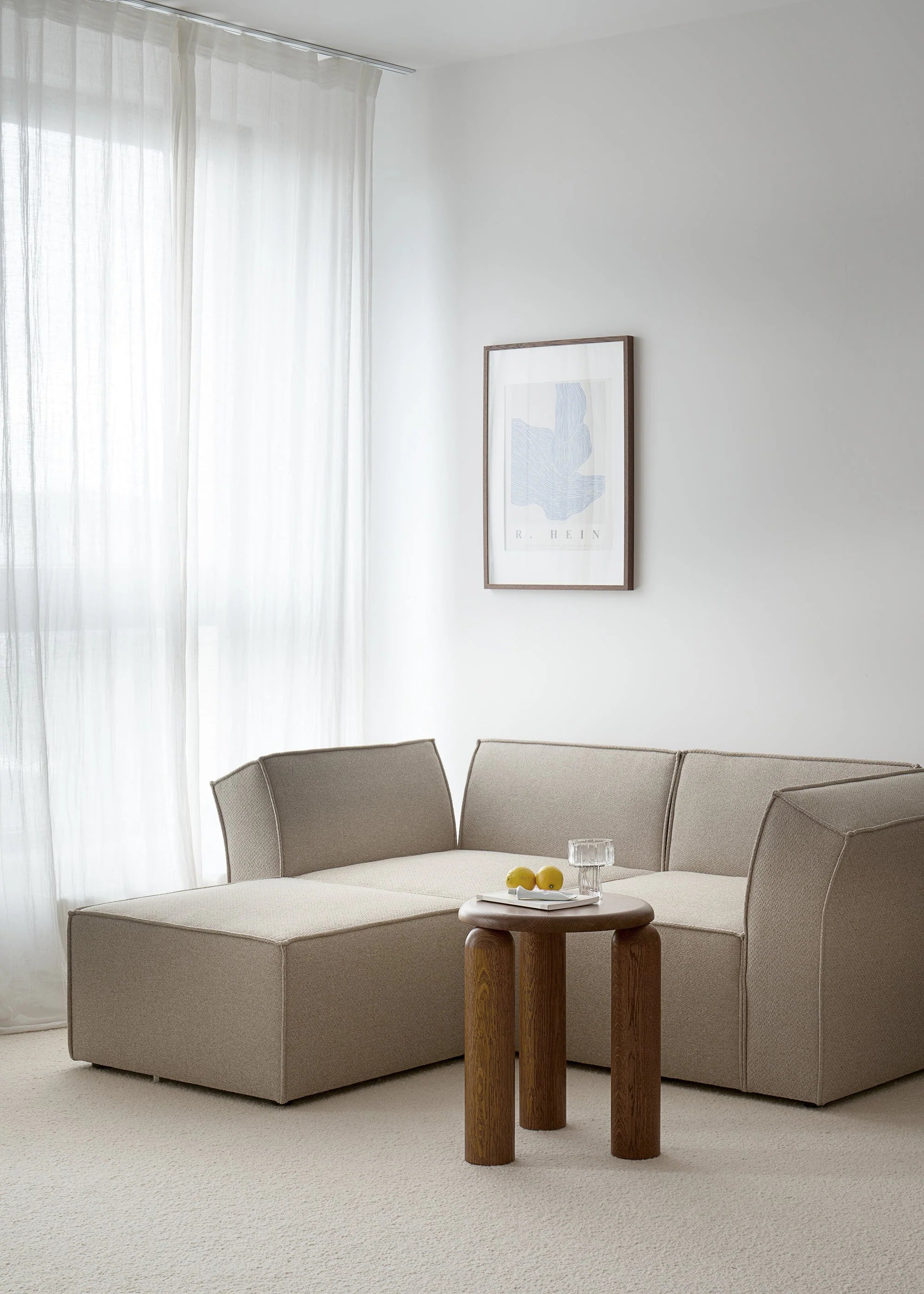 Modulsofa ANDO - linkes Element in hellgrauem Boucle