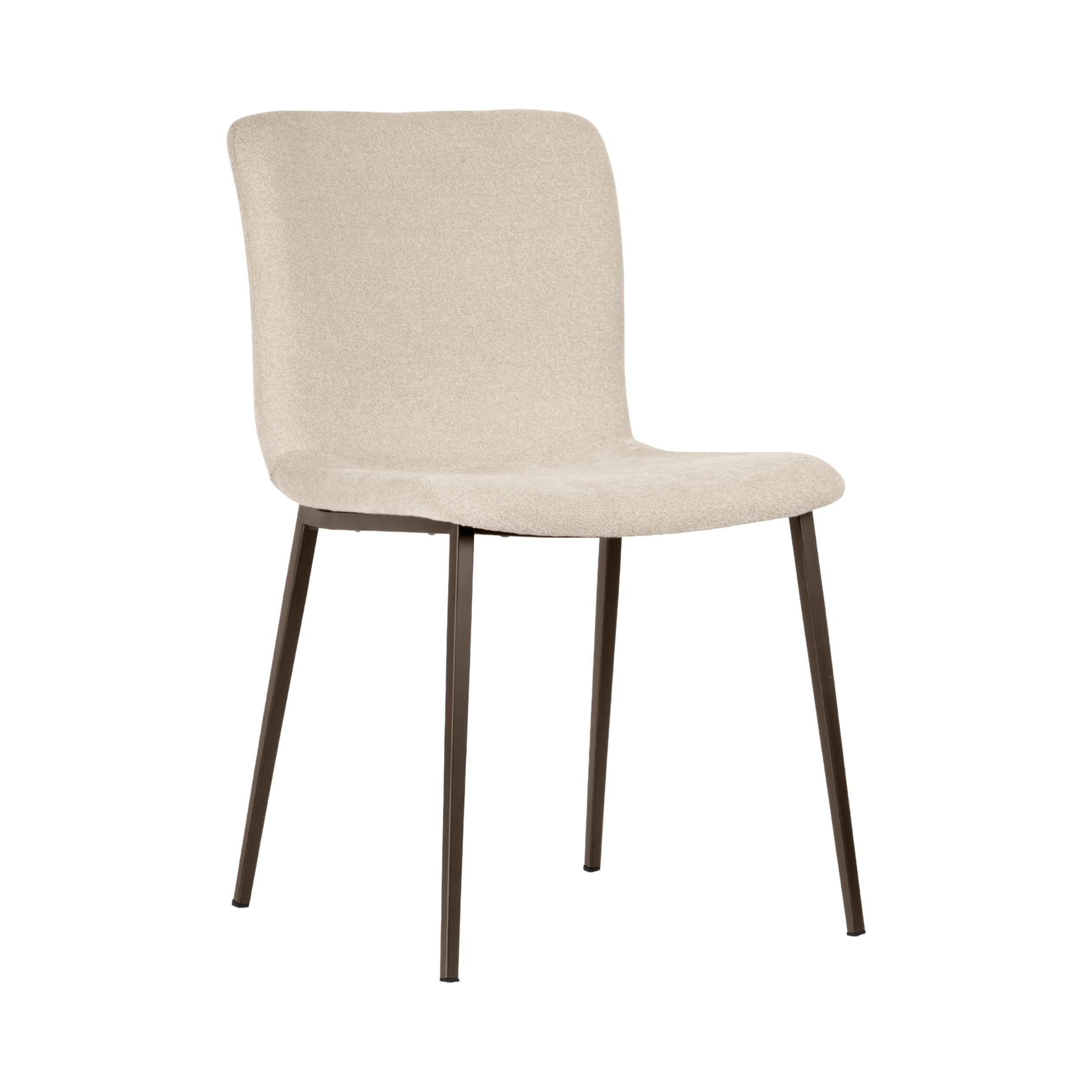 ANNIE upholstered chair with a brown metal base