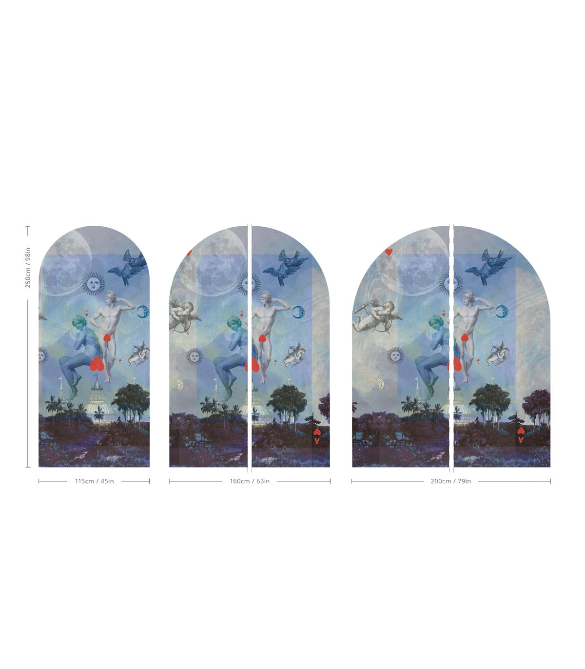 Bogenförmige Vlies-Tapete AMORE blau