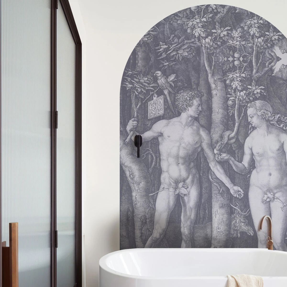 Non-woven arch-shaped mural FORBIDDEN FRUIT gray