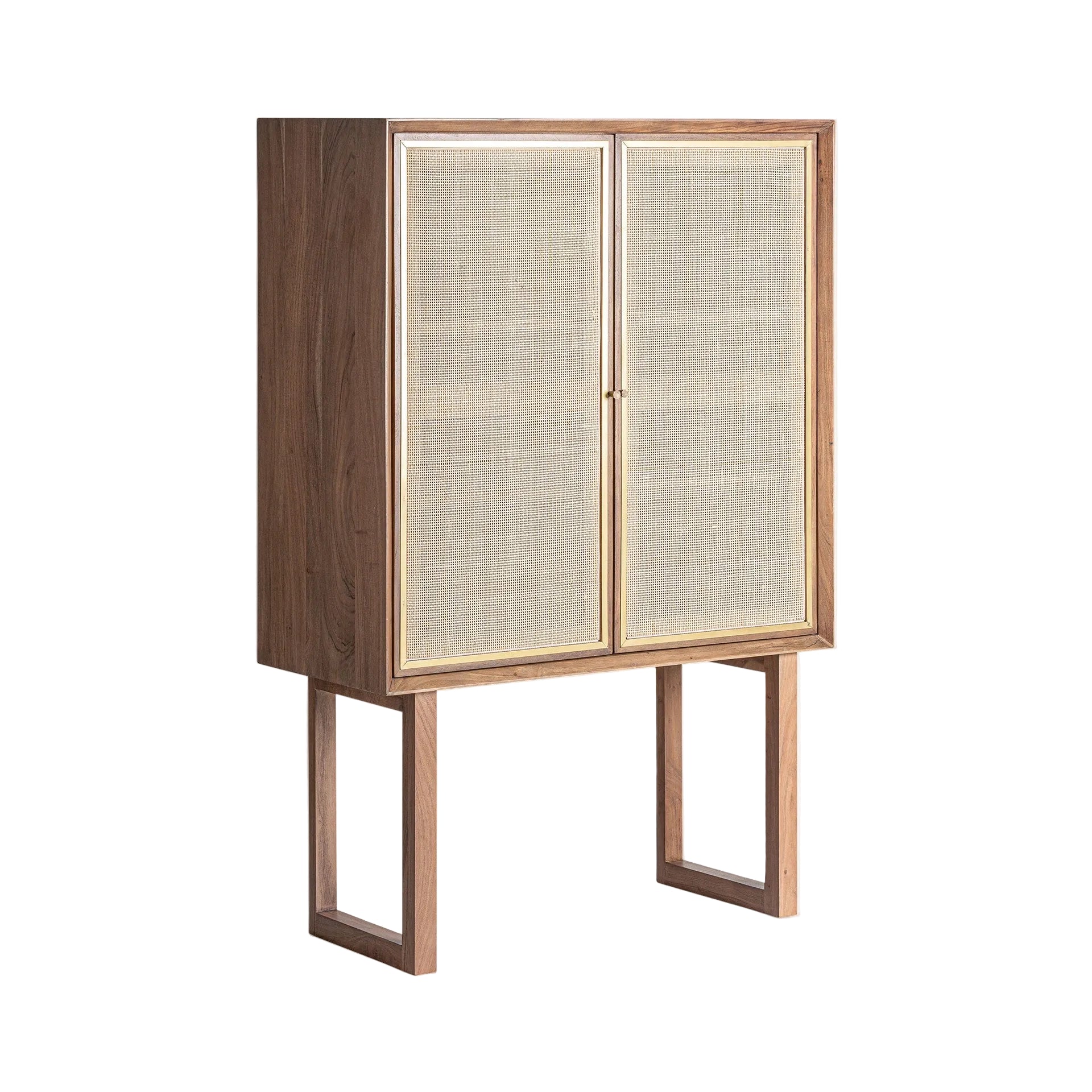 Kleiderschrank GONDORF aus Mangoholz mit Rattan