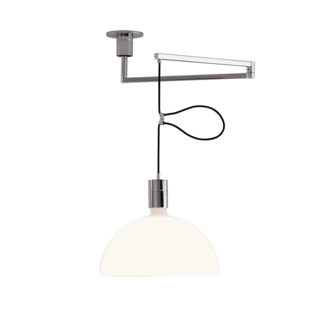 Hanging lamp AS41C chrome with white glass