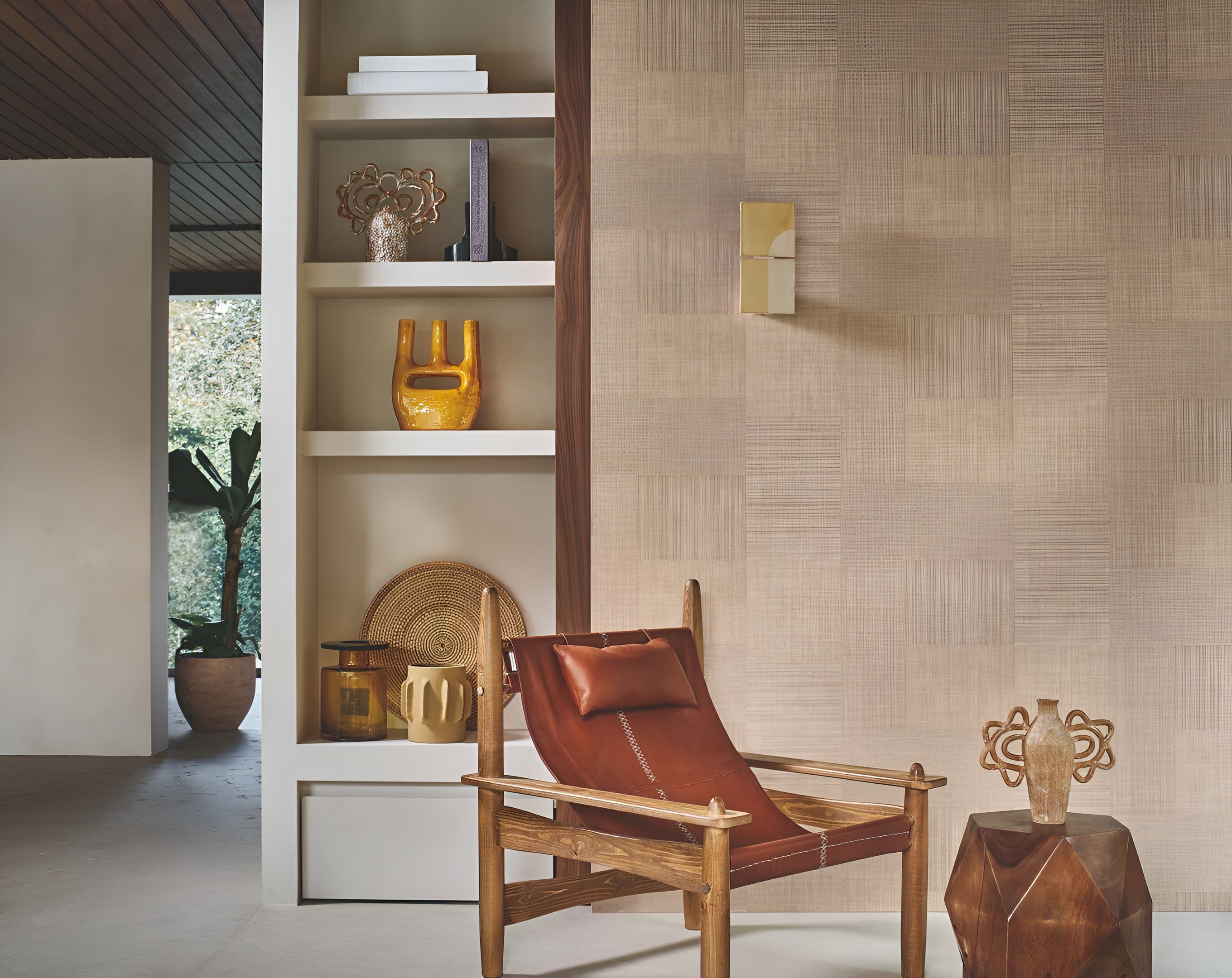 Strukturierte Vinyltapete MESTIZO - AMANDE DOUCE olivgrün