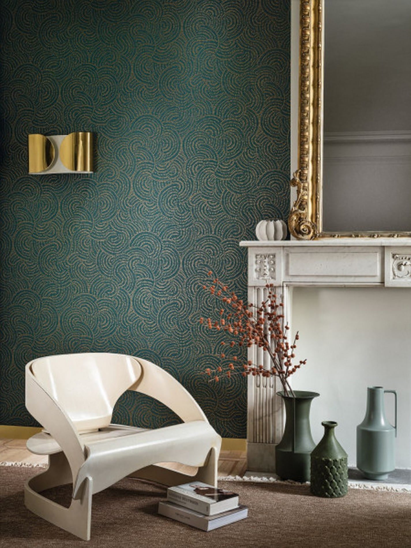 Abstract Pattern Wallpaper CASCADE - MUSTARD