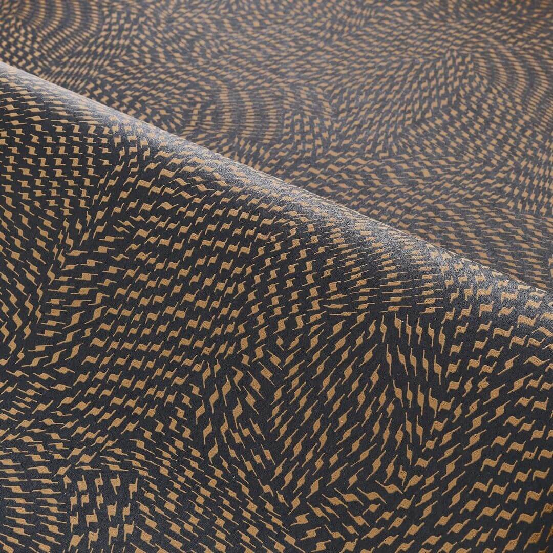 Wallpaper with Abstract Pattern PASSY - NOIR/CAMEL Black with Beige