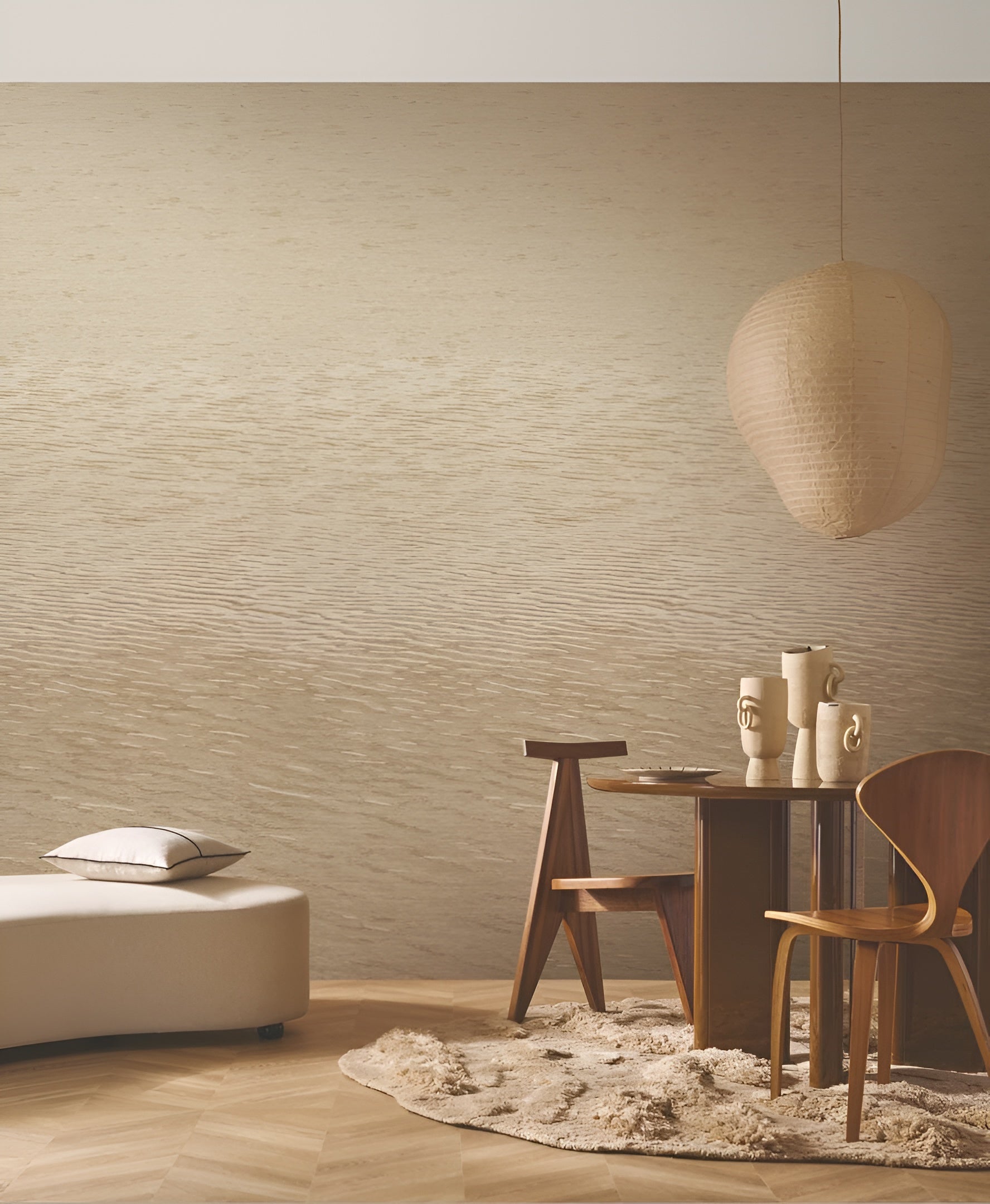 Wandbild, das Jacquard-Webart imitiert HAMANA - TRAVERTIN dunkelbeige