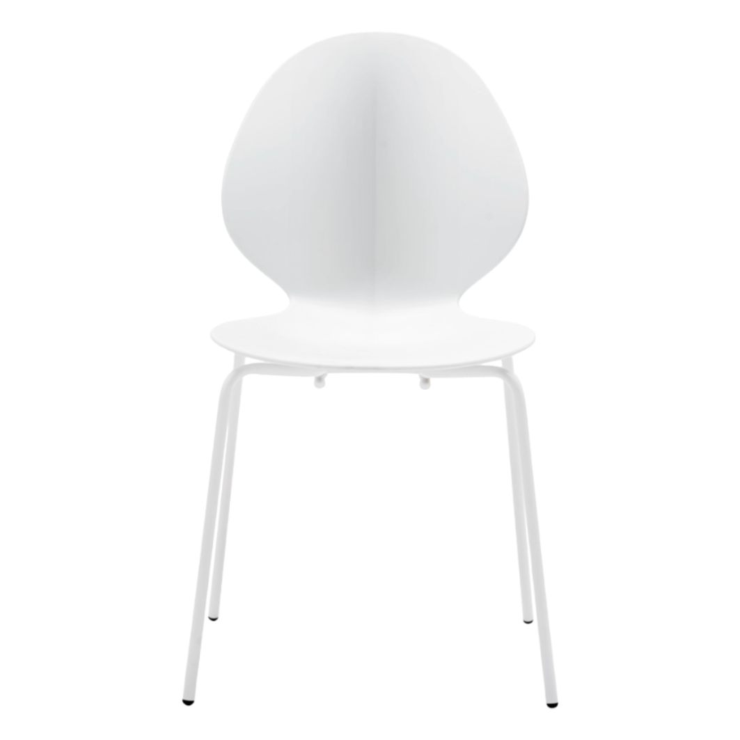 Stuhl BASIL mit weißem Sitz und weißem Metallgestell