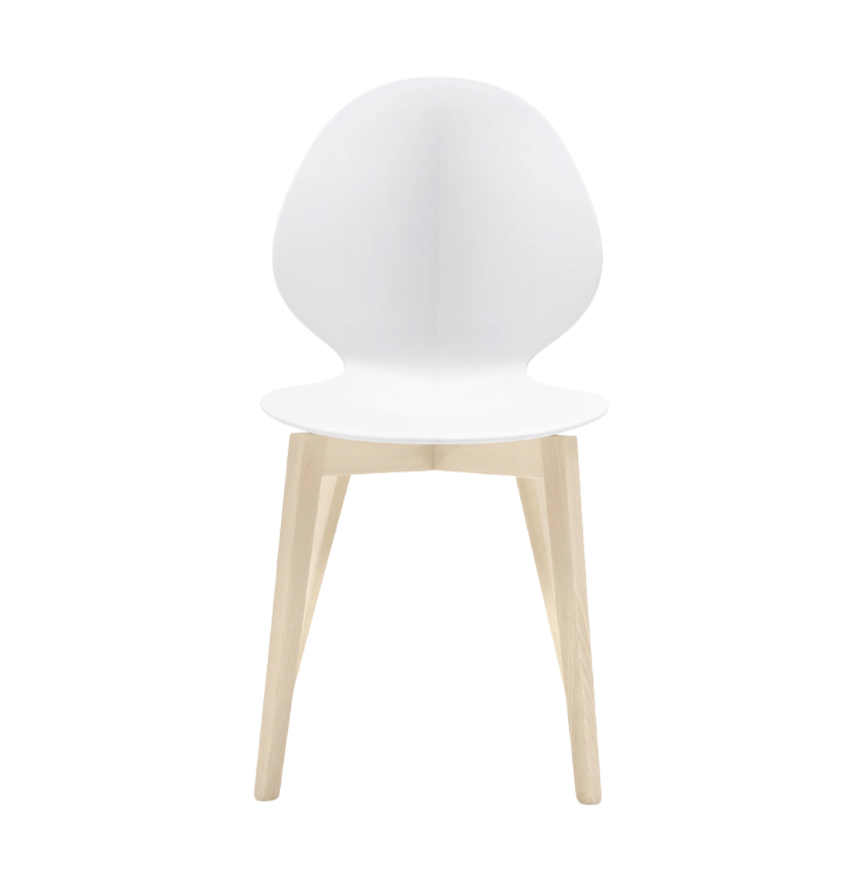 Stuhl BASIL mit weißem Sitz und gebleichtem Holzgestell