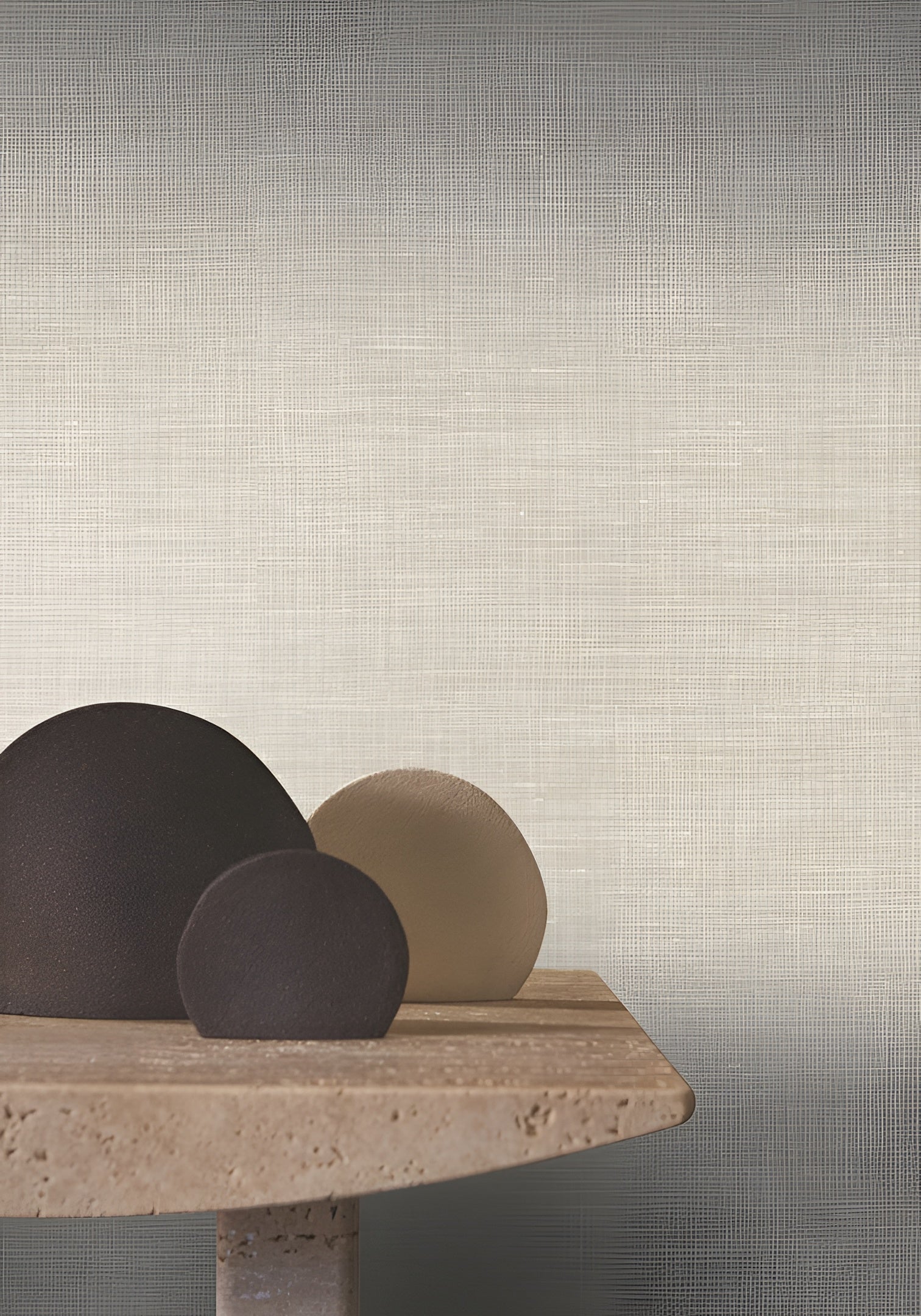 Strukturierte Tapete, die Leinenstoff imitiert SHINOK - FICELLE gedämpftes Beige