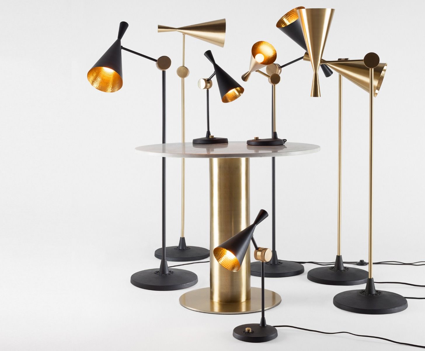 Beat black with copper table lamp