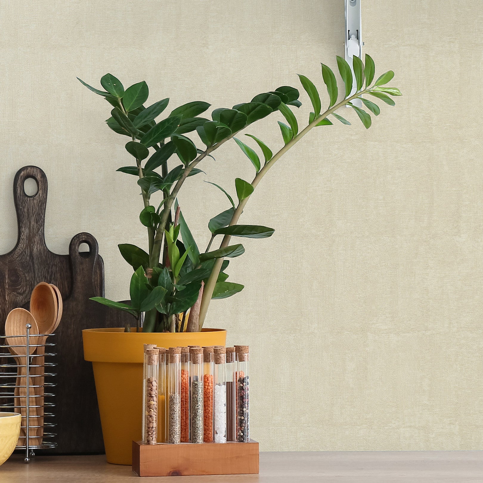 Structural wallpaper imitating clay BIZEN - IVORY ivory