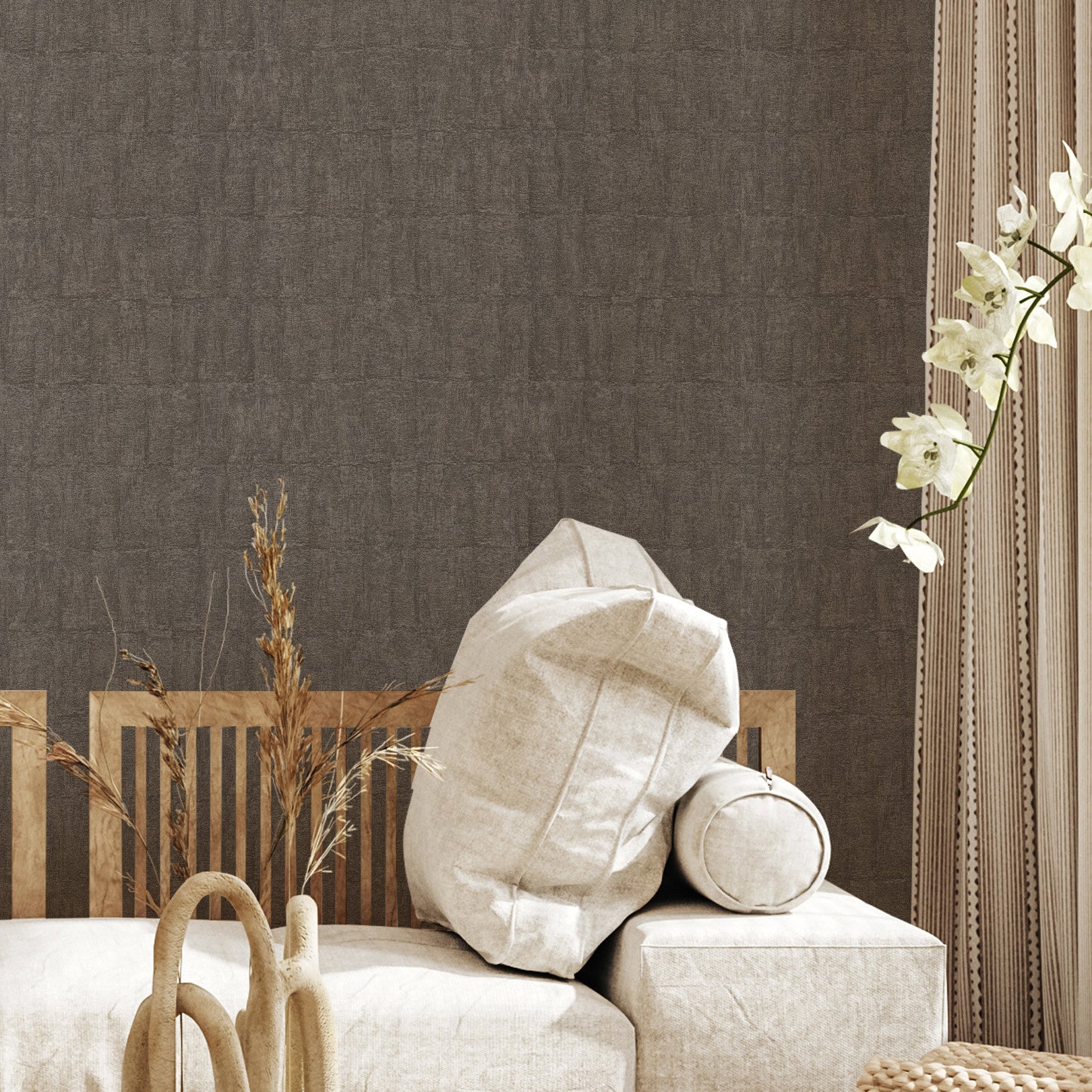 Strukturtapete, die Ton imitiert BIZEN - ANTHRAZIT antracytfarben