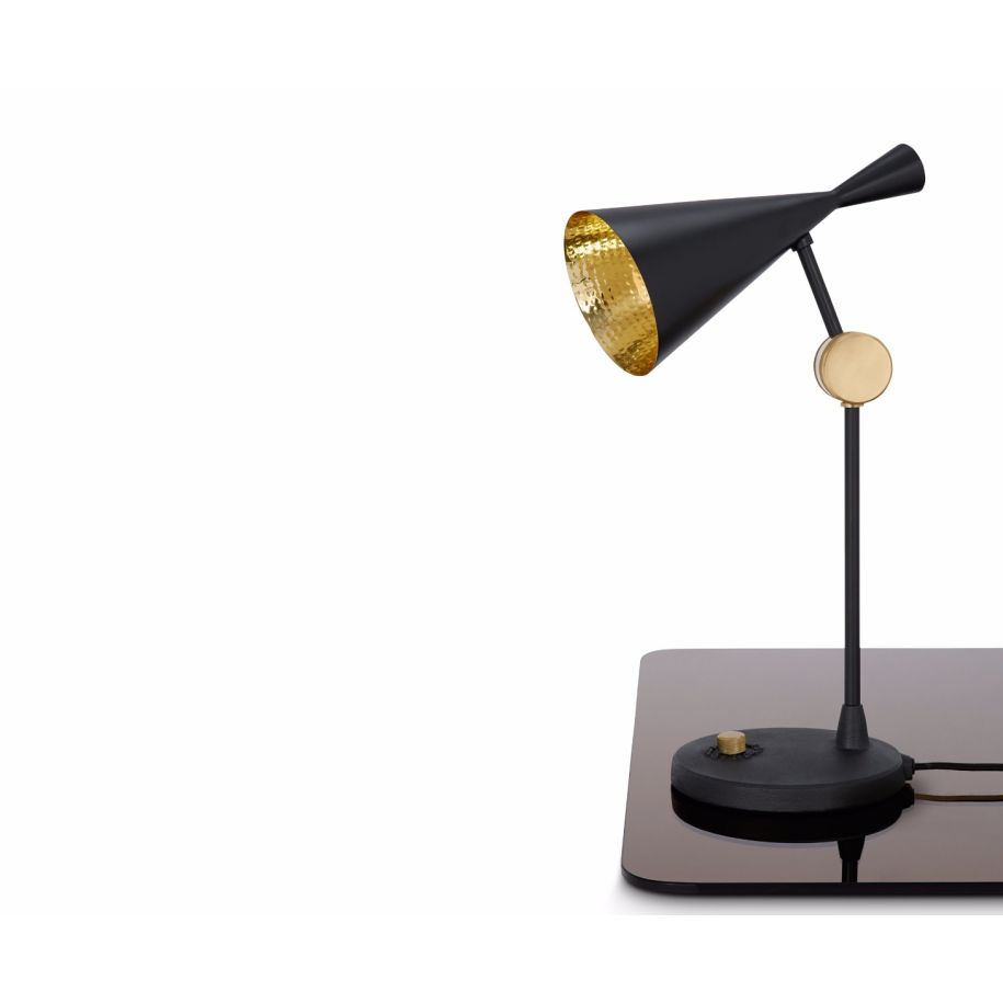 Beat black with copper table lamp