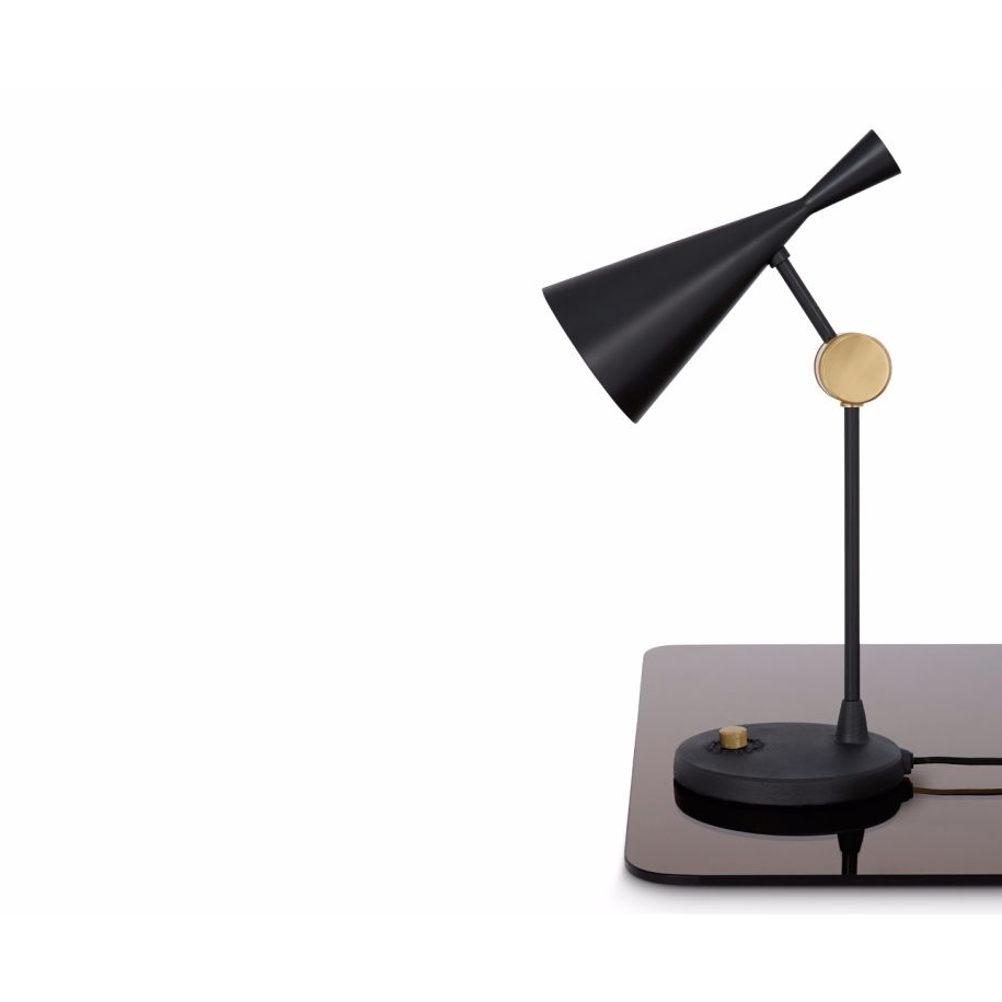 Beat black with copper table lamp