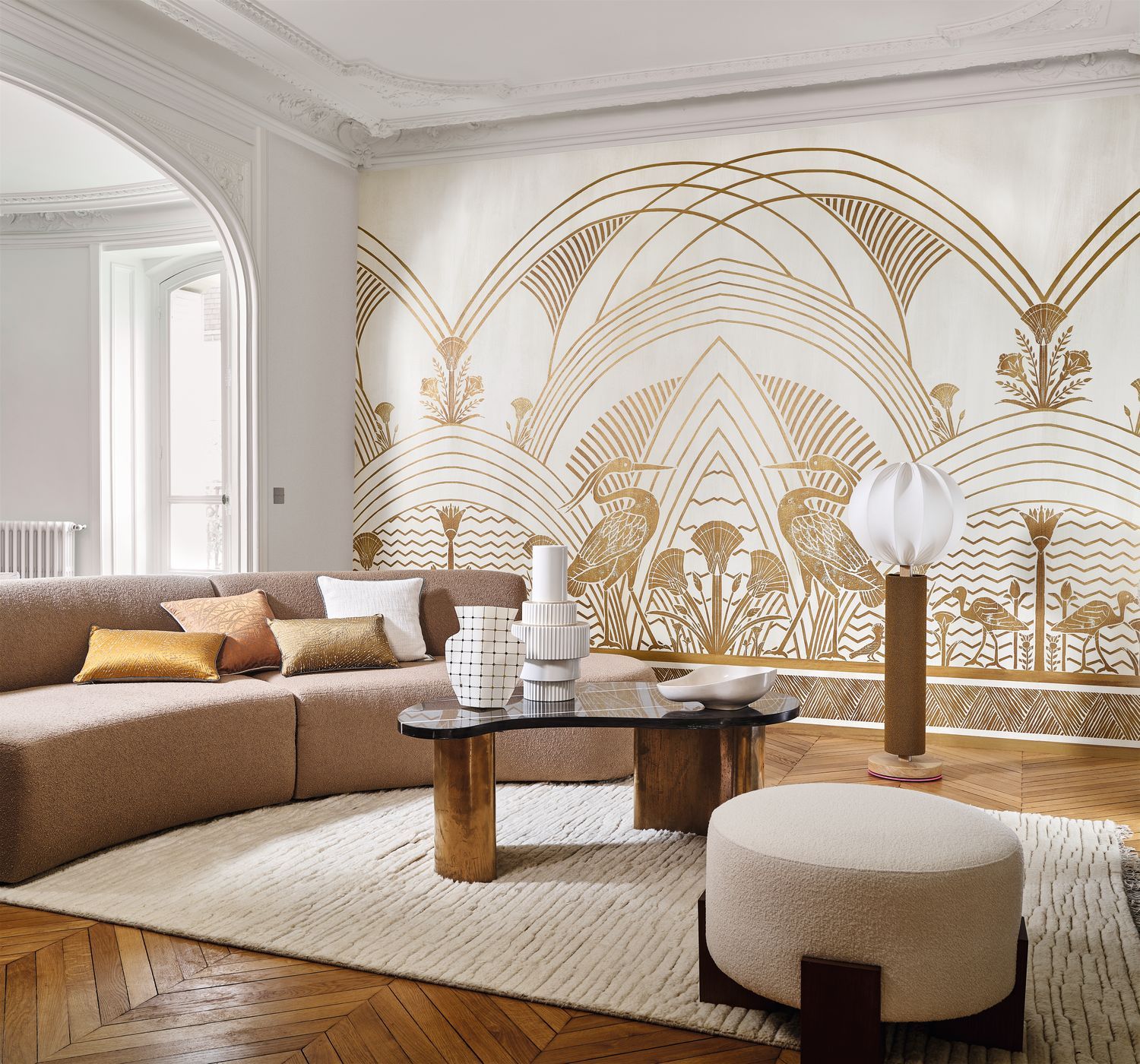 Wandbild ELEPHANTINE grün mit Gold