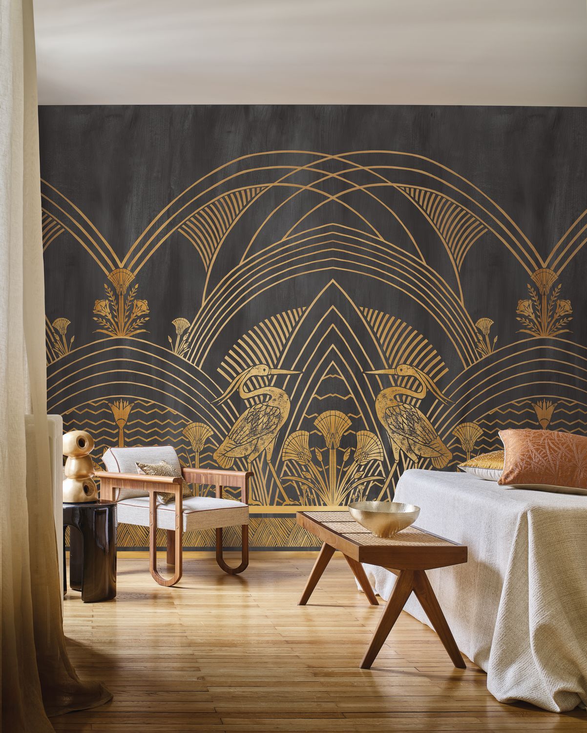 Wandbild ELEFANTIN schwarz mit Gold