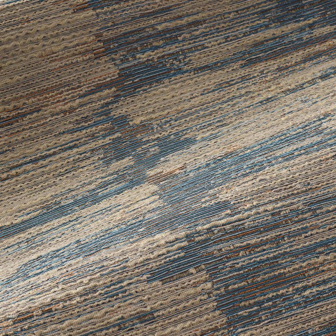 Strukturierte Textiltapete mit Streifen ALCHEMILLA - BLEU DEAUVILLE/GRIS NUAGE blau mit beige