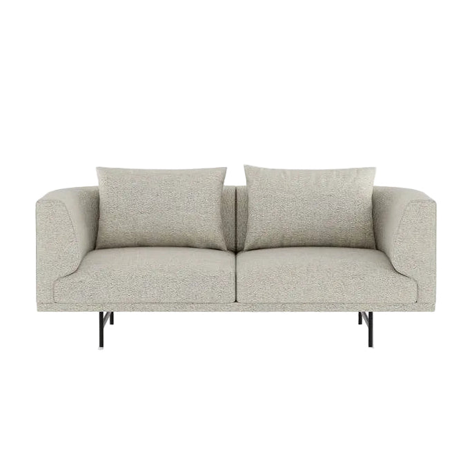 Sofa 2-sitzig CHIMNEY hellgrau Boucle mit schwarzem Gestell