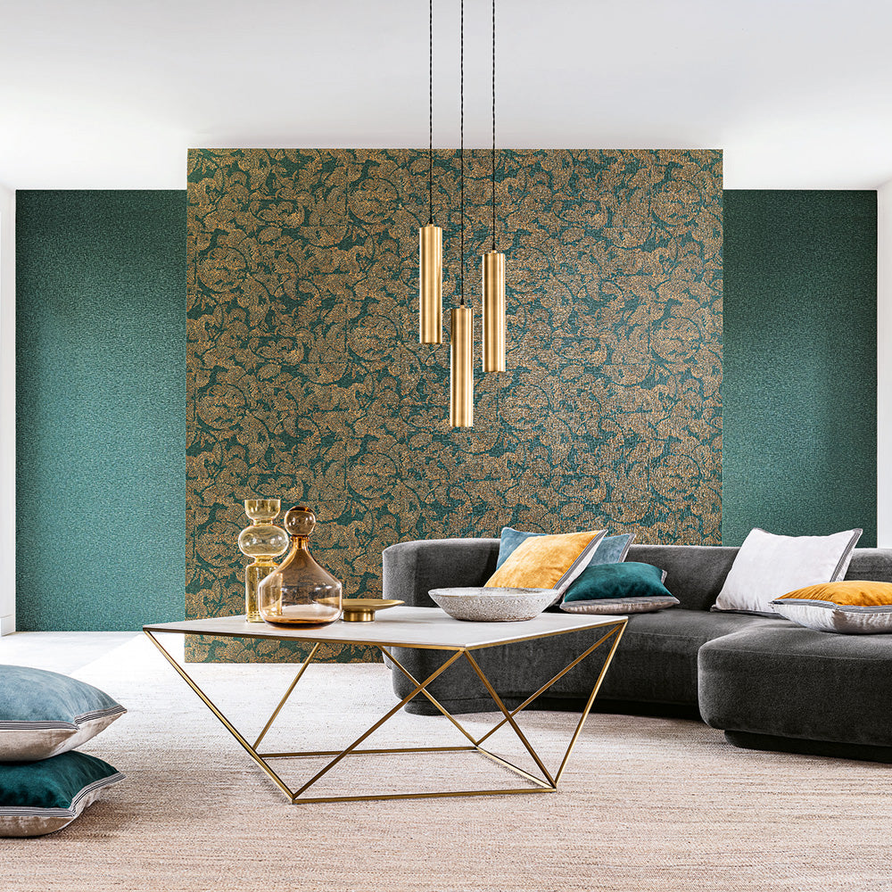 Strukturierte Tapete mit Mosaikornamenten VENETIE - NOIR/DORE schwarz mit Gold