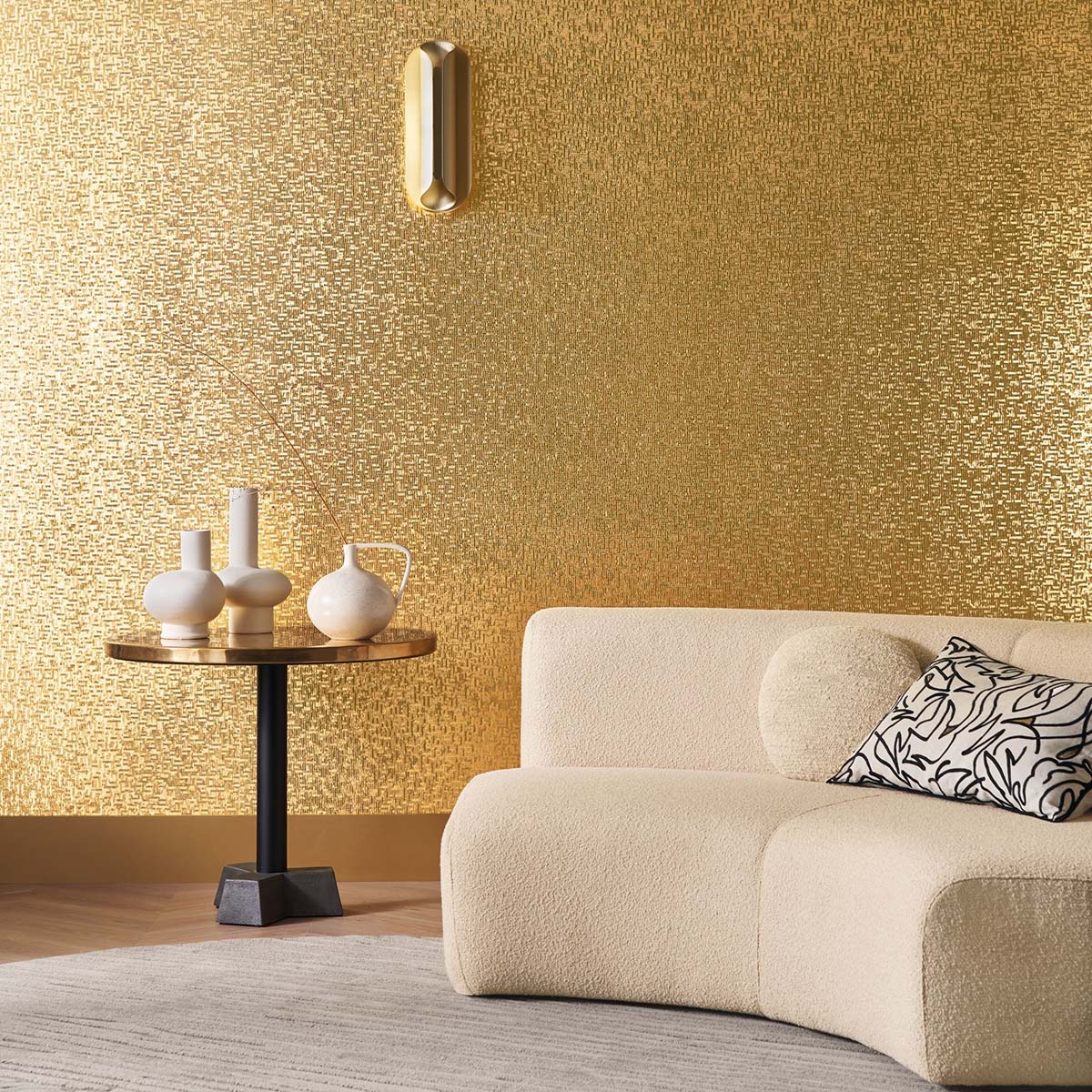 Metallic Structural Wallpaper with Geometric Pattern PYRITE - OR Gold