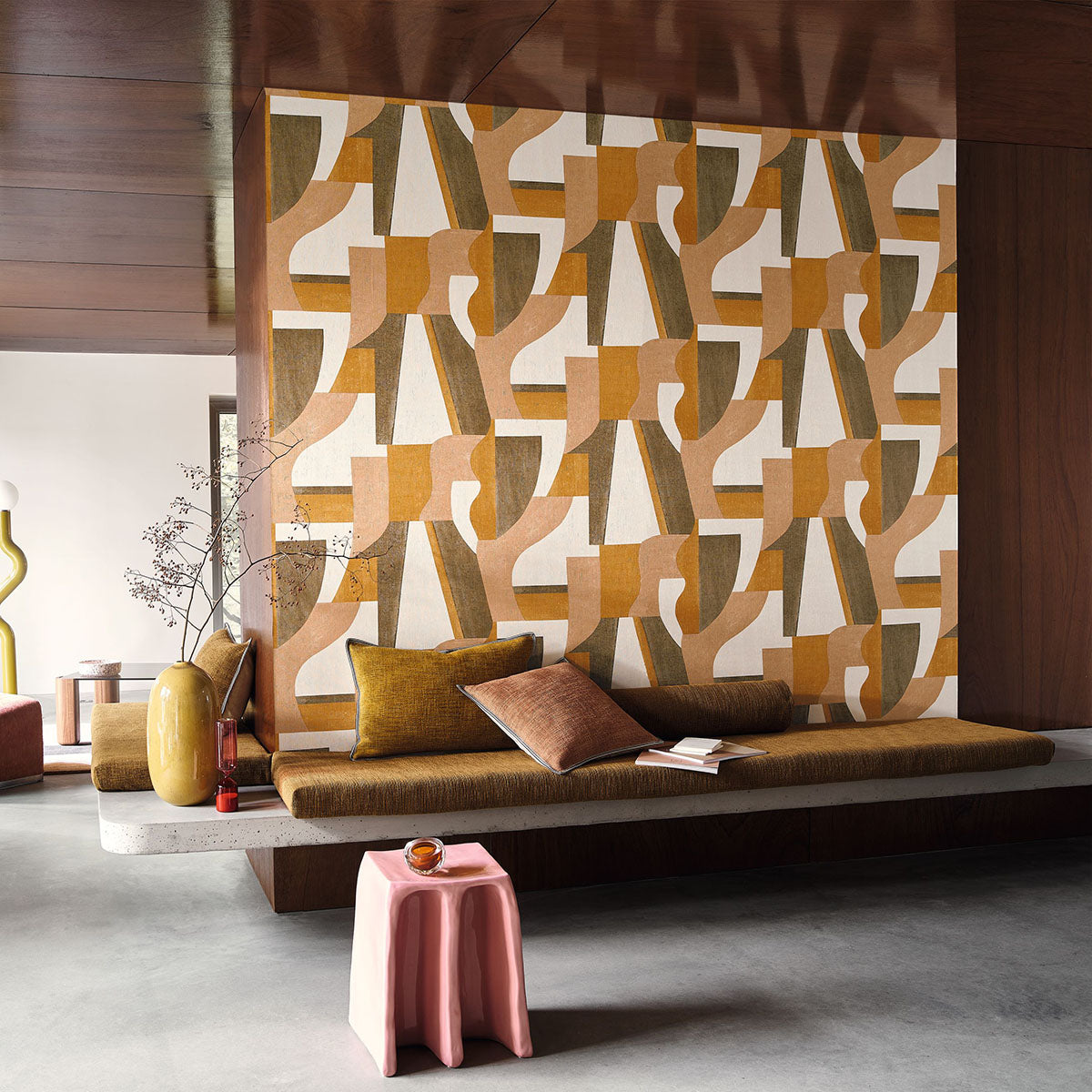 Structural wallpaper with geometric pattern GINO - COGNAC