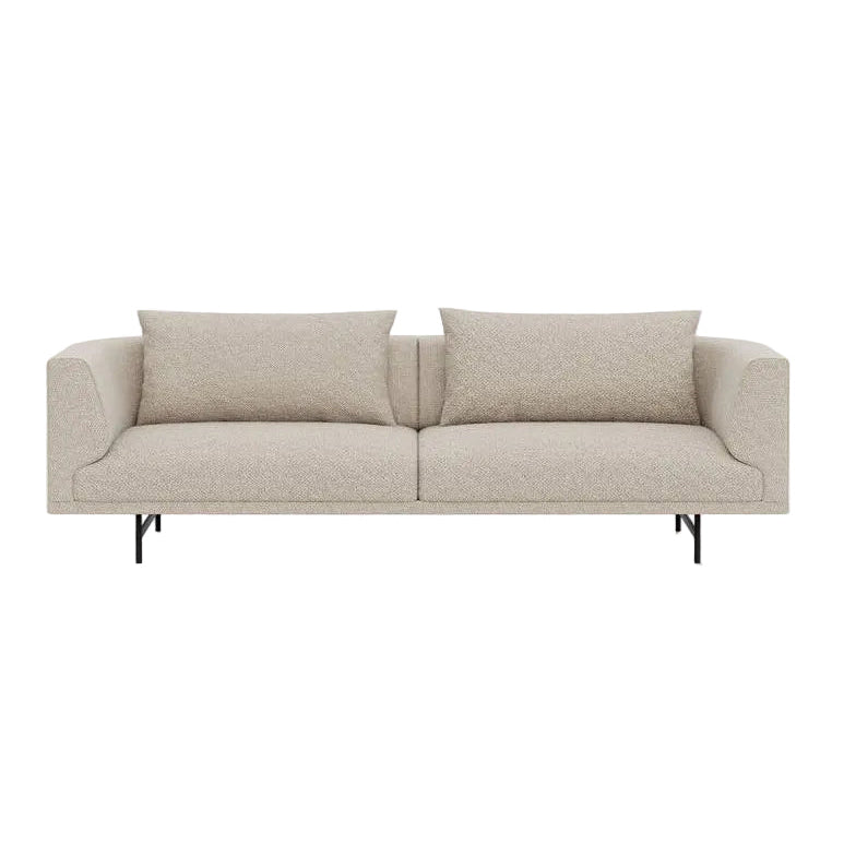 3-Seater Sofa CHIMNEY Light Grey Wavy Fabric with Black Base