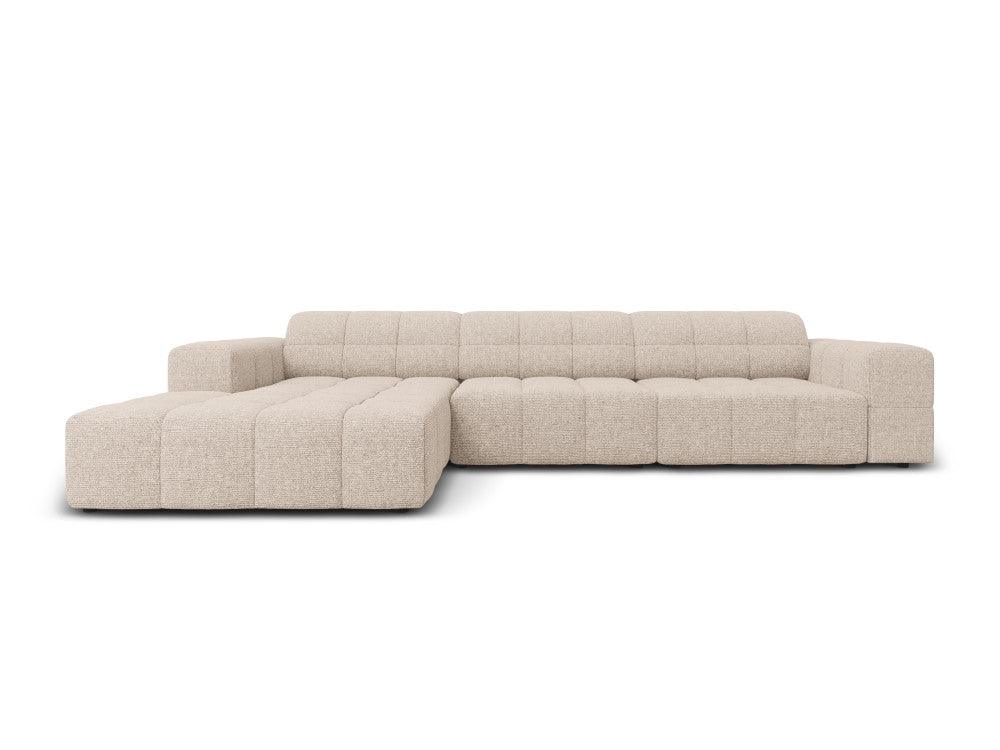 Left-side 4-seater corner sofa CHICAGO beige chenille Cosmopolitan Design Eye on Design