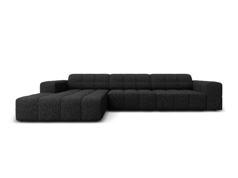 Corner sofa 4-seater CHICAGO black chenille Cosmopolitan Design Eye on Design