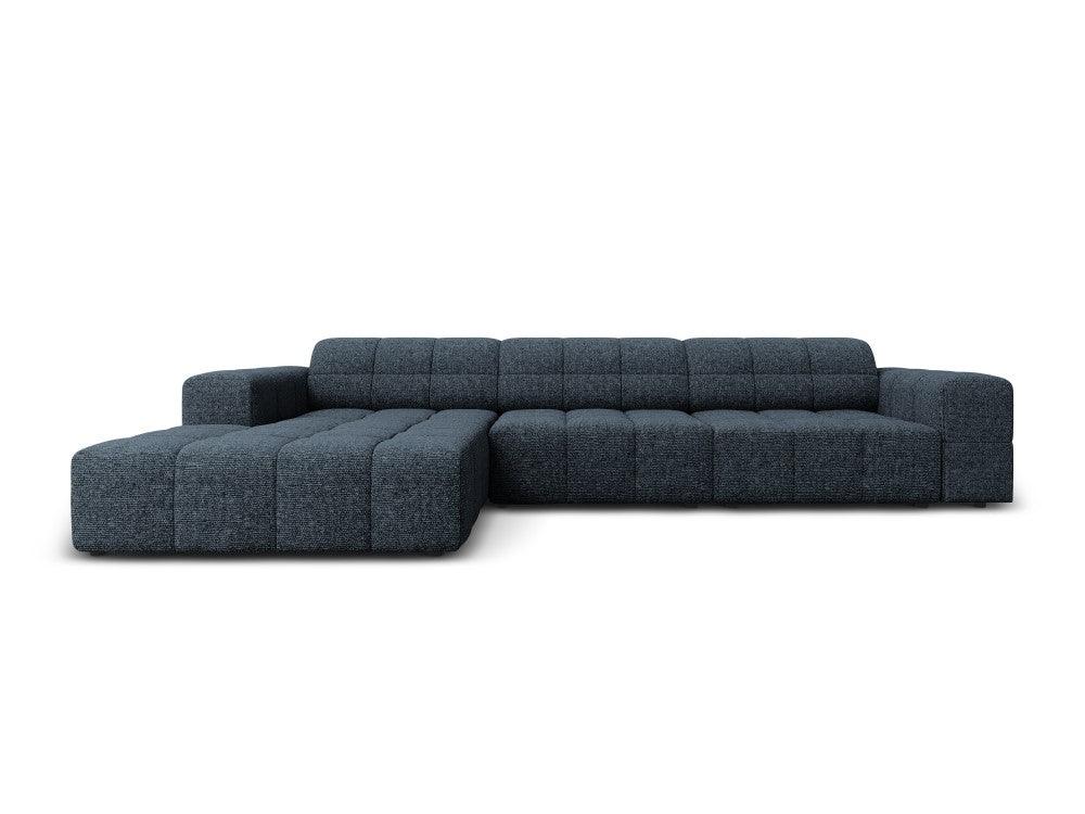 Left 4-seater corner sofa CHICAGO blue chenille Cosmopolitan Design Eye on Design