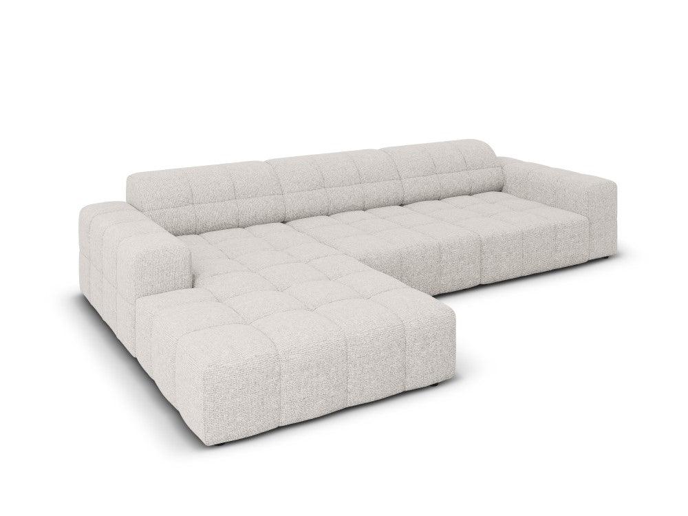 Left-side 4-seater corner sofa CHICAGO light grey chenille Cosmopolitan Design Eye on Design