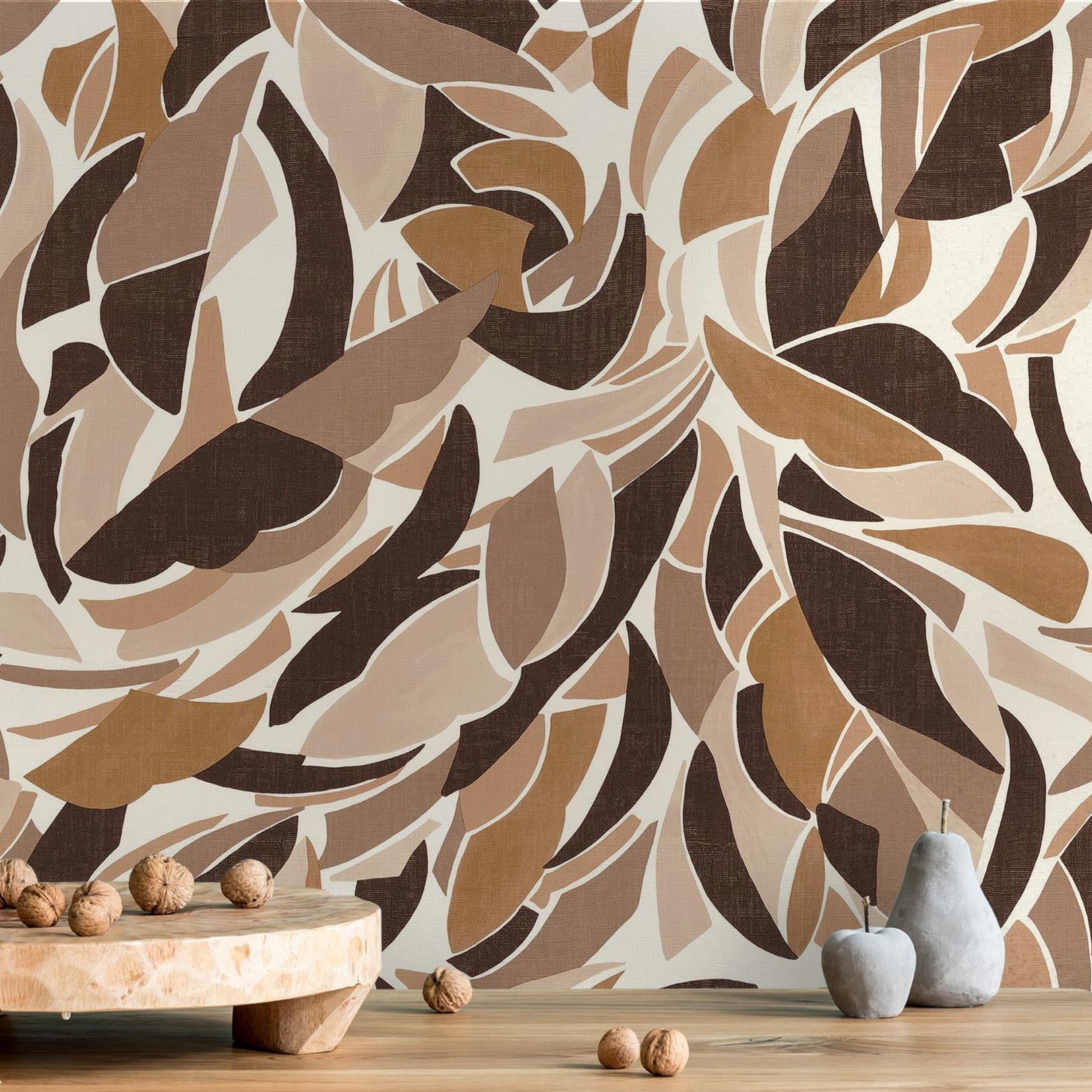 Structural wallpaper with abstract pattern COLLAGE - WHITE/CHOCOLATE white with chocolate