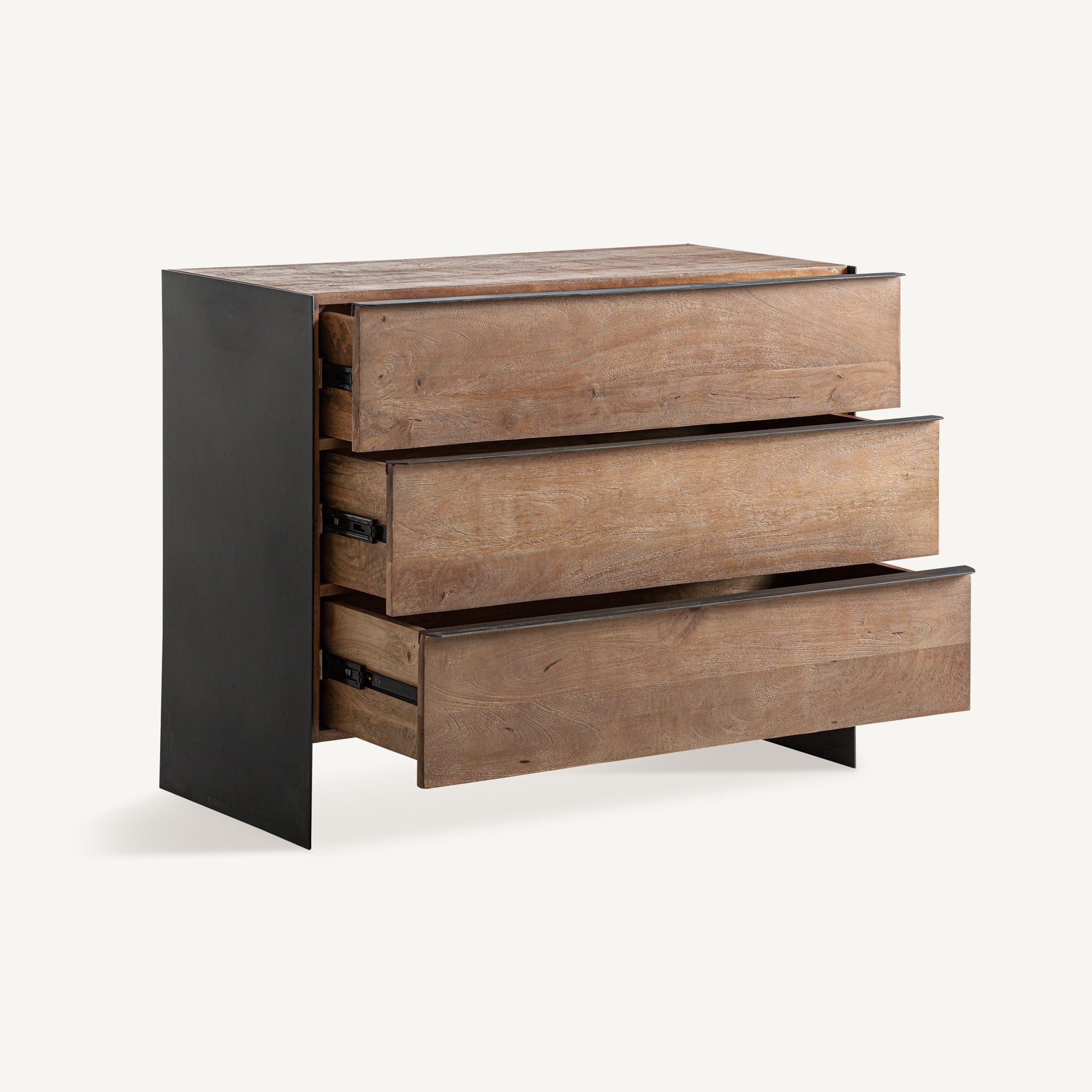 Kommode KILLEANY aus Mangoholz mit metallischer Oberfläche