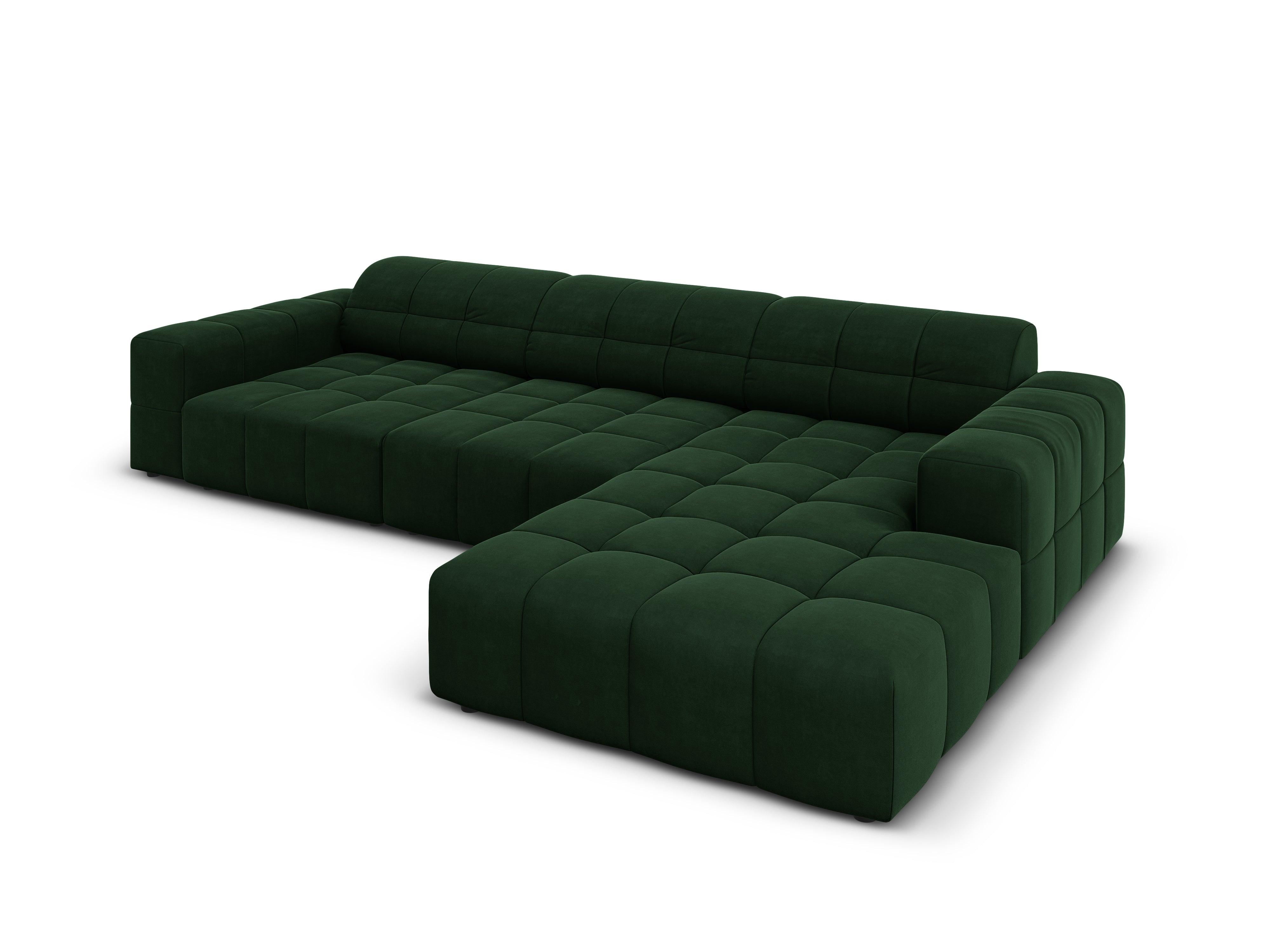 Right-hand corner velvet 4-seater CHICAGO bottled green Cosmopolitan Design Eye on Design