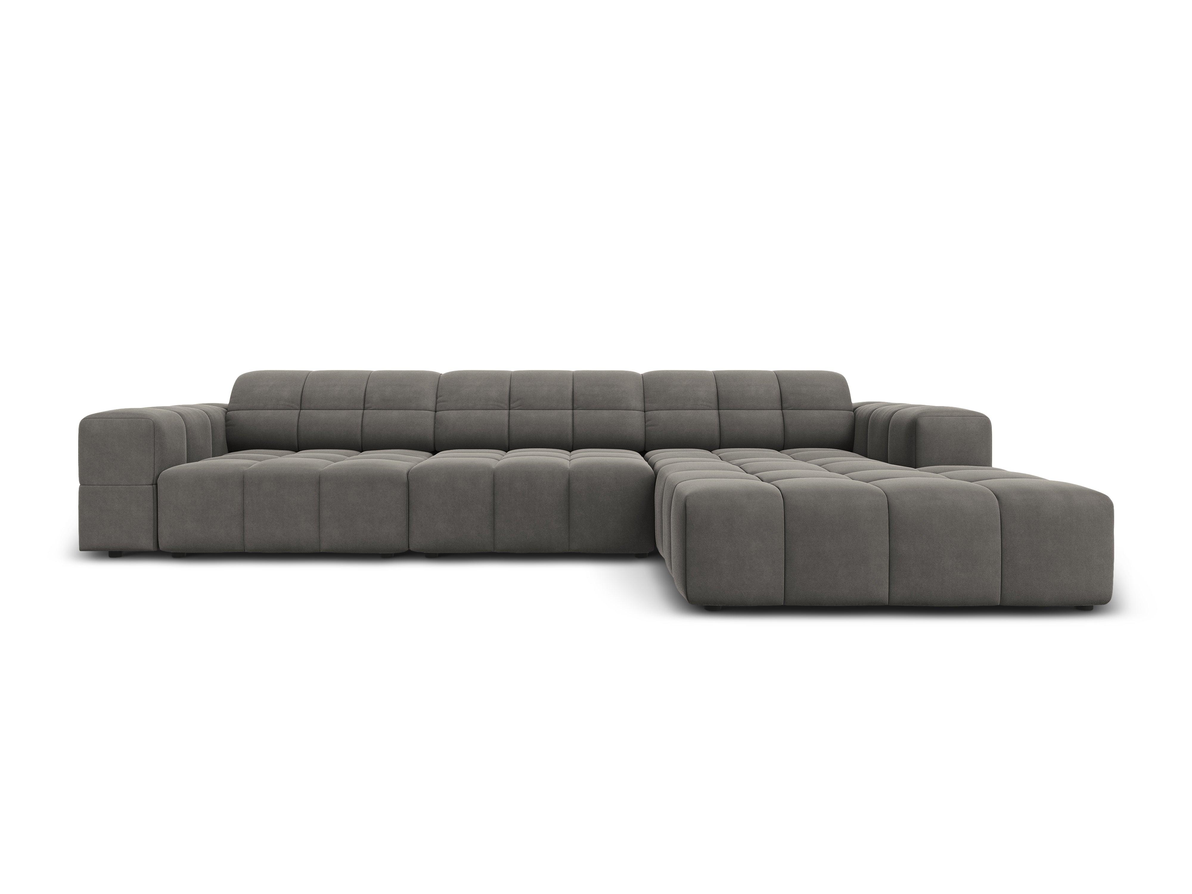 Right-hand corner velvet 4-seater CHICAGO grey Cosmopolitan Design Eye on Design