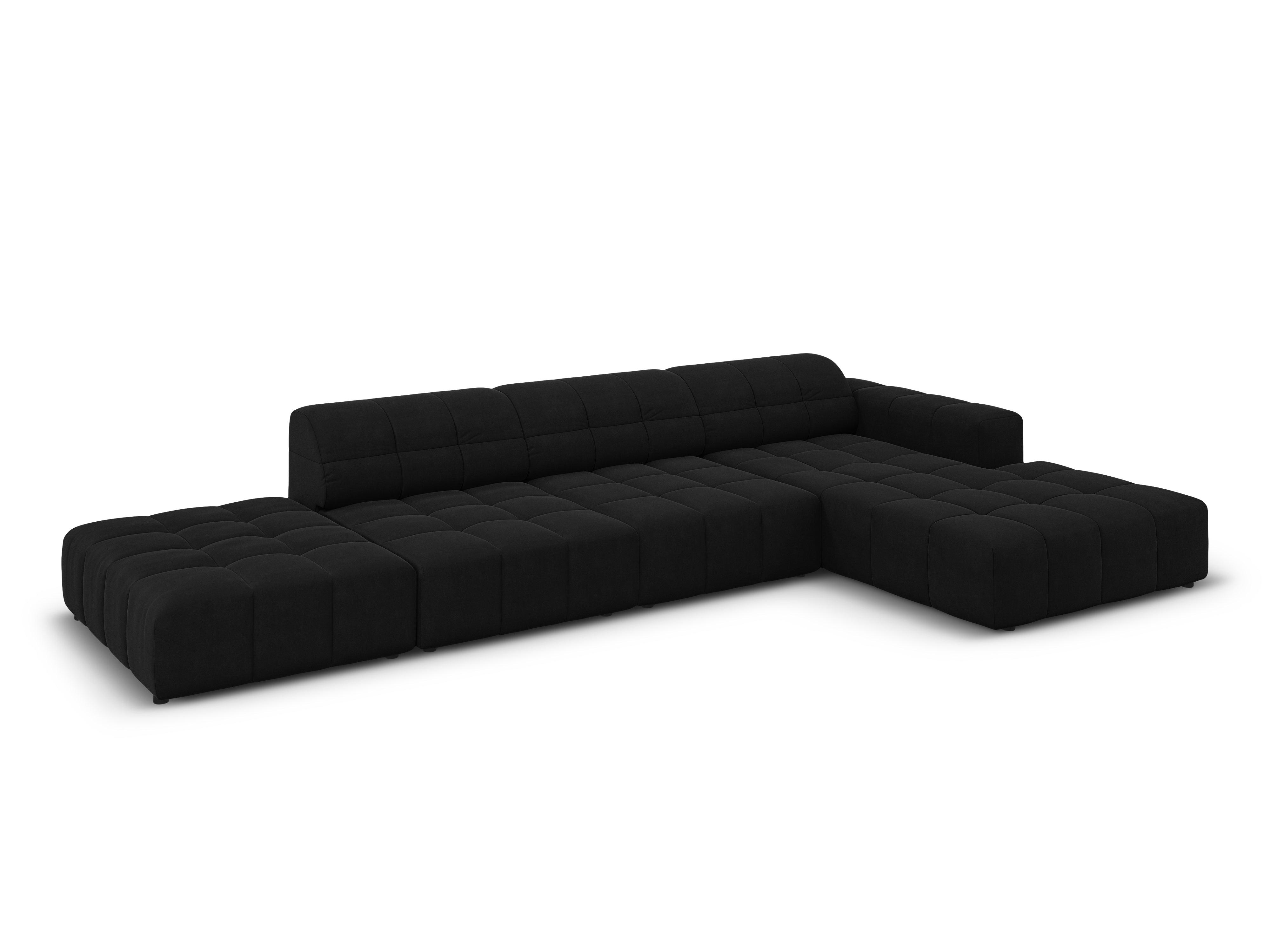 Right-hand corner velvet 5-seater CHICAGO black Cosmopolitan Design Eye on Design