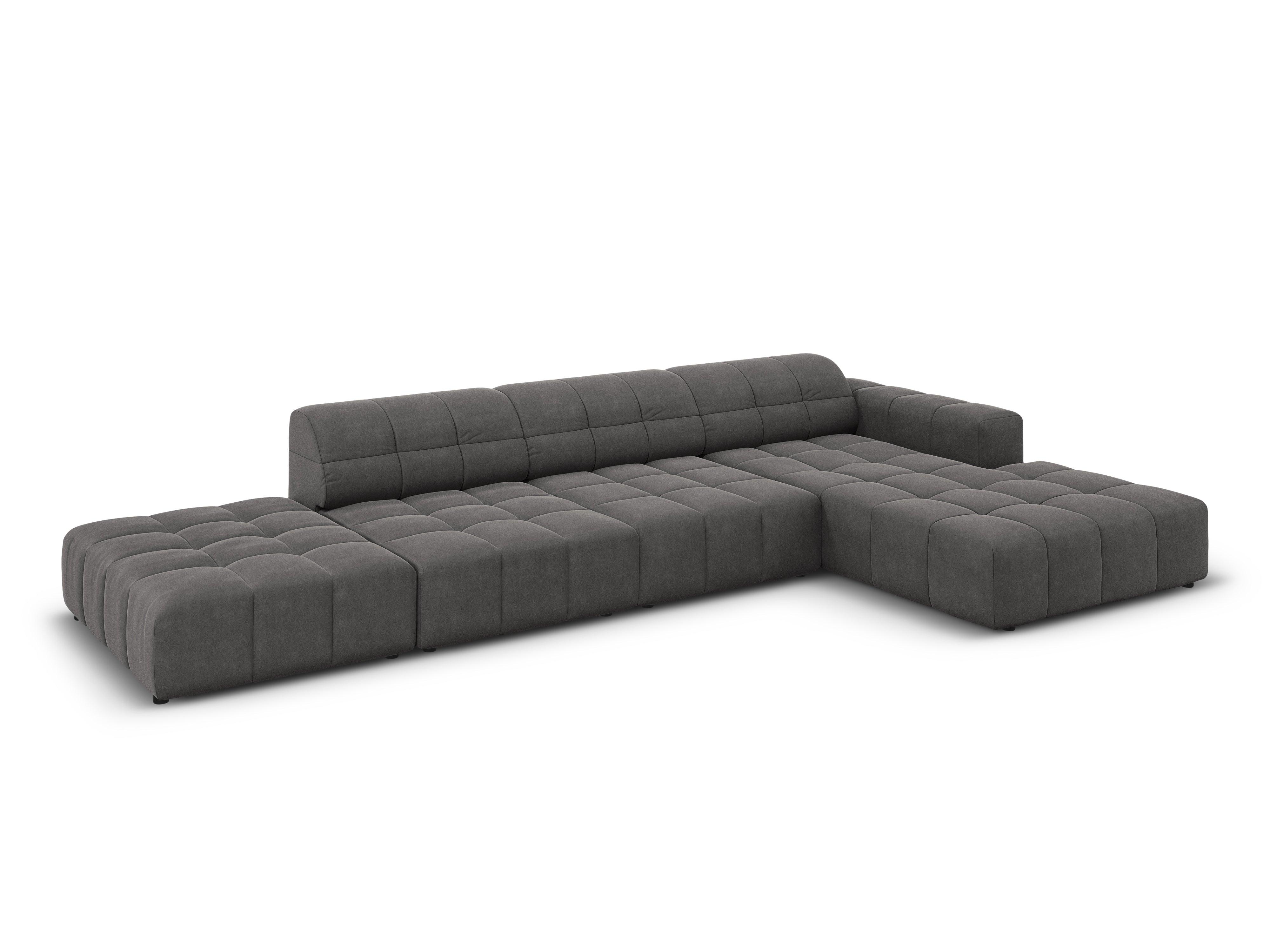 Right-hand corner velvet 5-seater CHICAGO dark grey Cosmopolitan Design Eye on Design