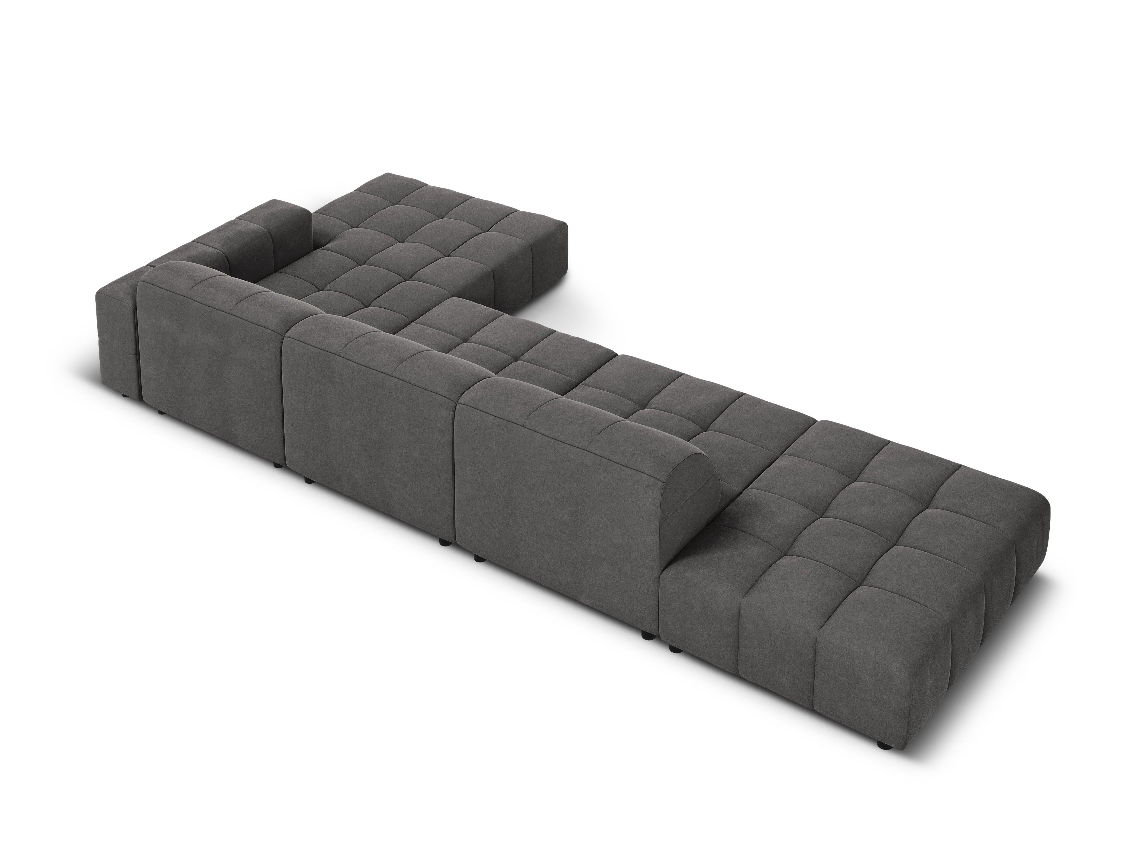 Right-hand corner velvet 5-seater CHICAGO dark grey Cosmopolitan Design Eye on Design