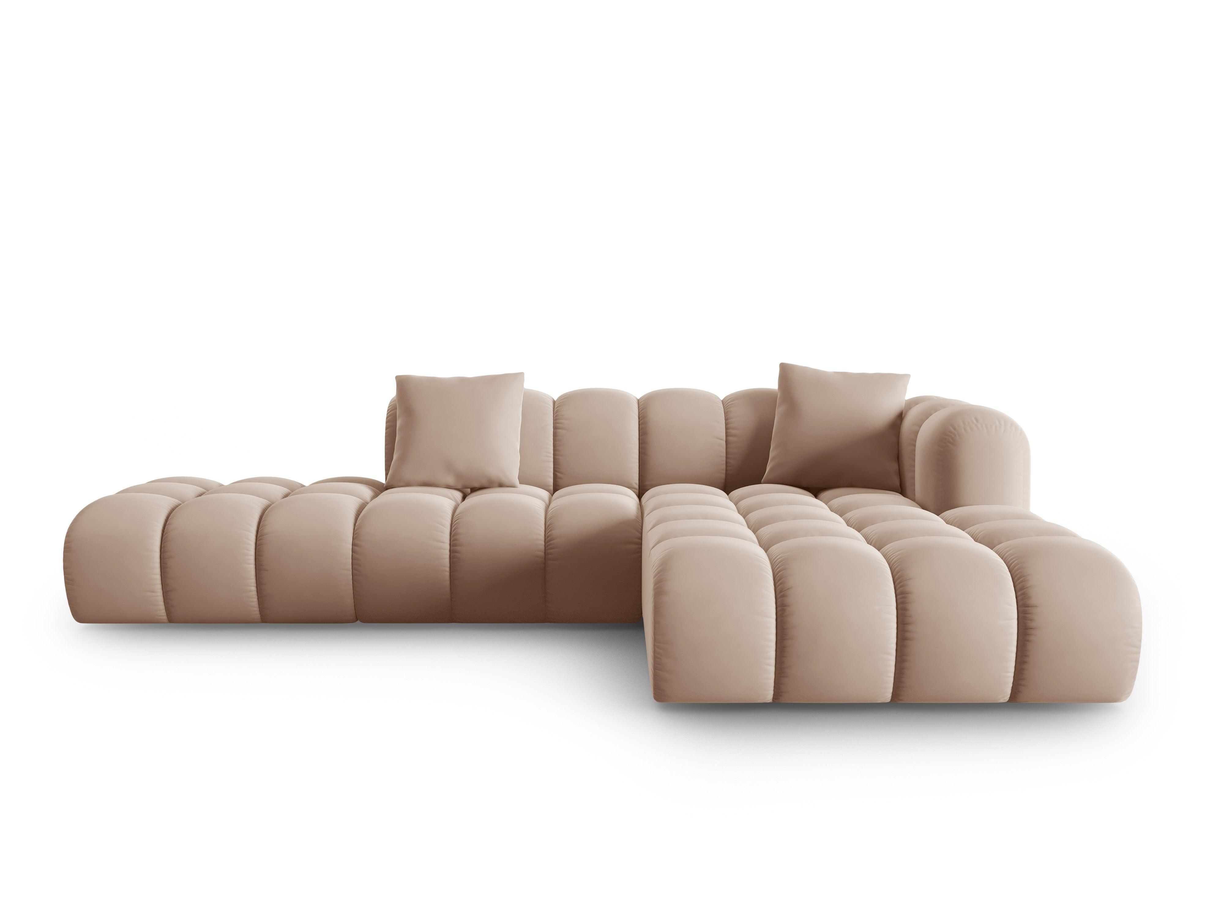 Corner velvet sofa 5 seater right HALLEY beige Windsor & Co Eye on Design