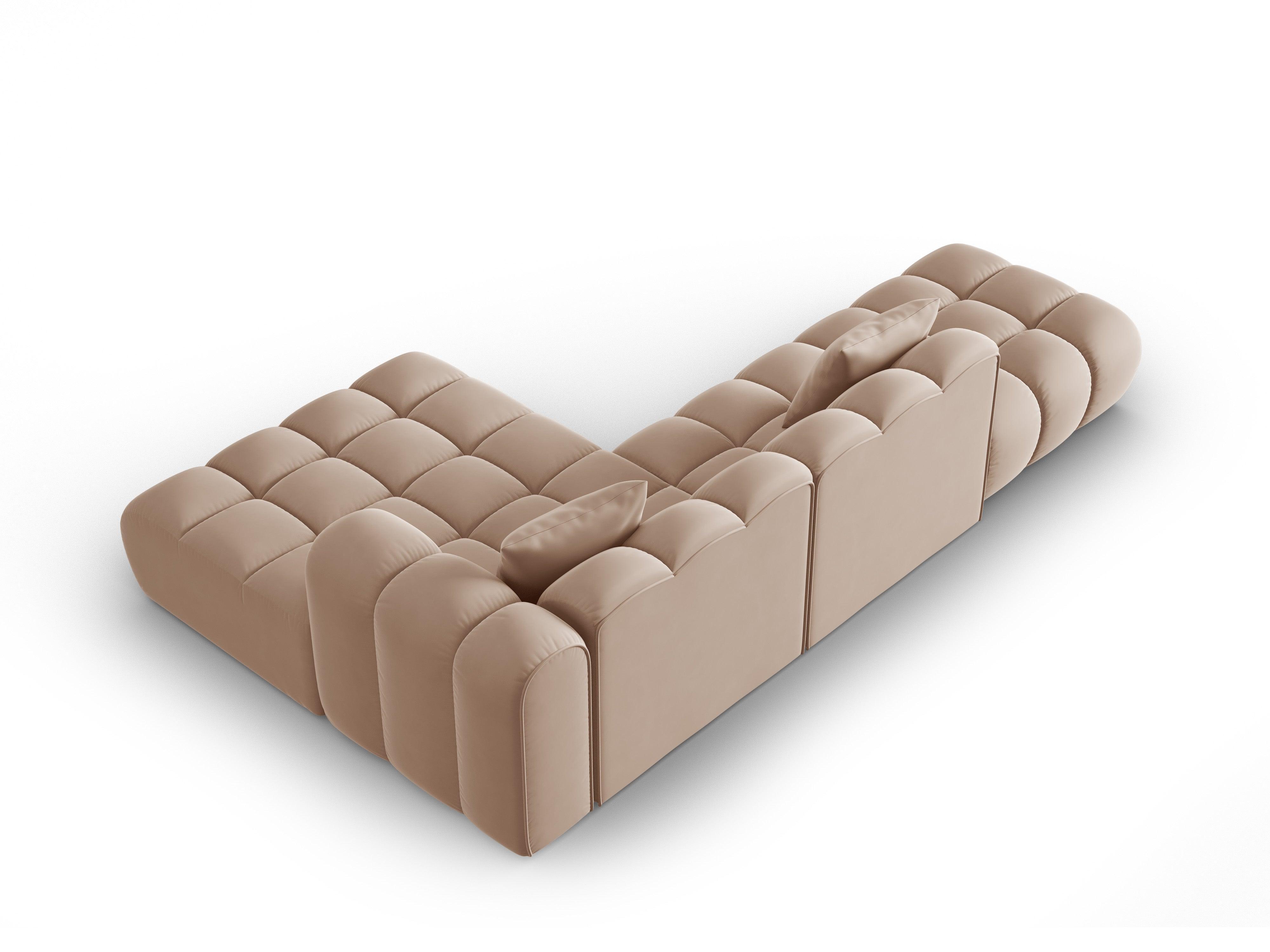 Corner velvet sofa 5 seater right HALLEY beige Windsor & Co Eye on Design