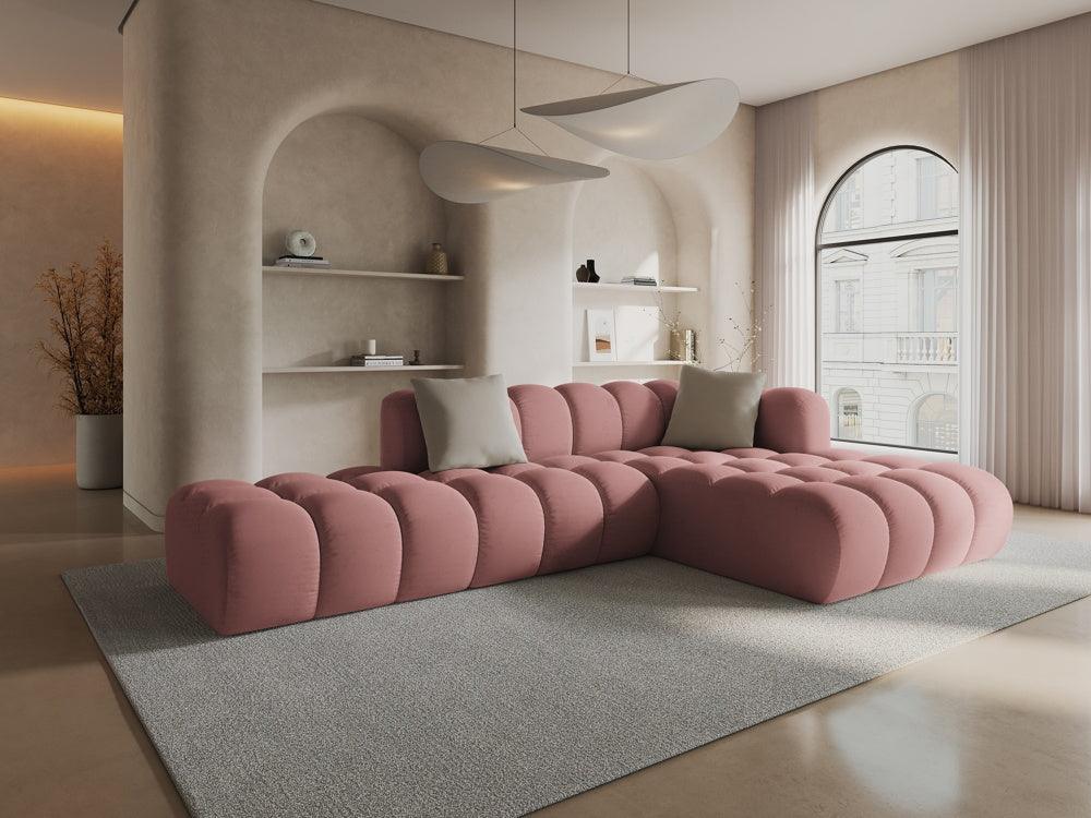 Corner velvet sofa 5 seater right HALLEY pink - Eye on Design