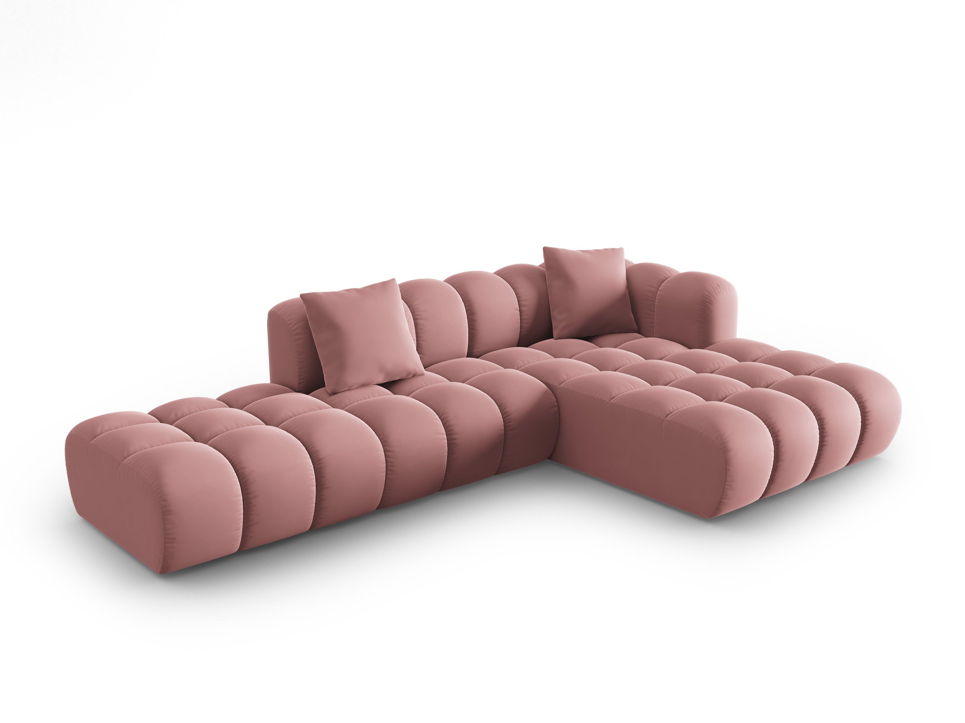 Corner velvet sofa 5 seater right HALLEY pink Windsor & Co Eye on Design
